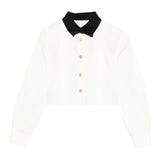 Elisabetta Franchi Camicia tinta unita con Colletto In Contrasto Bianco per Bambina EFCA272 BIANCO ELISABETTA FRANCHI 