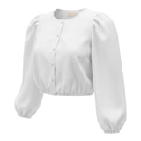 Elisabetta Franchi Camicia tinta unita con Bottoni Bianco per Bambina EFCA275 BIANCO ELISABETTA FRANCHI 