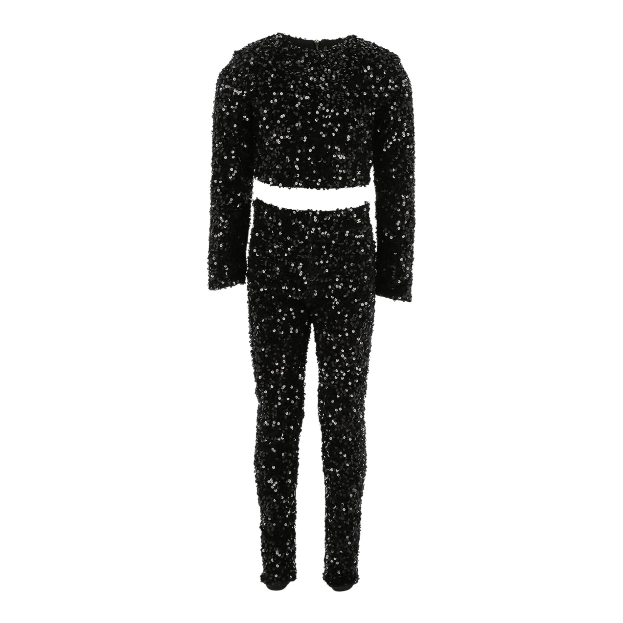 Elisabetta Franchi Compeleto 2Pz Maglia-Leggins con Paillettes tinta unita Nero per Bambina EFCM022 NERO ELISABETTA FRANCHI 