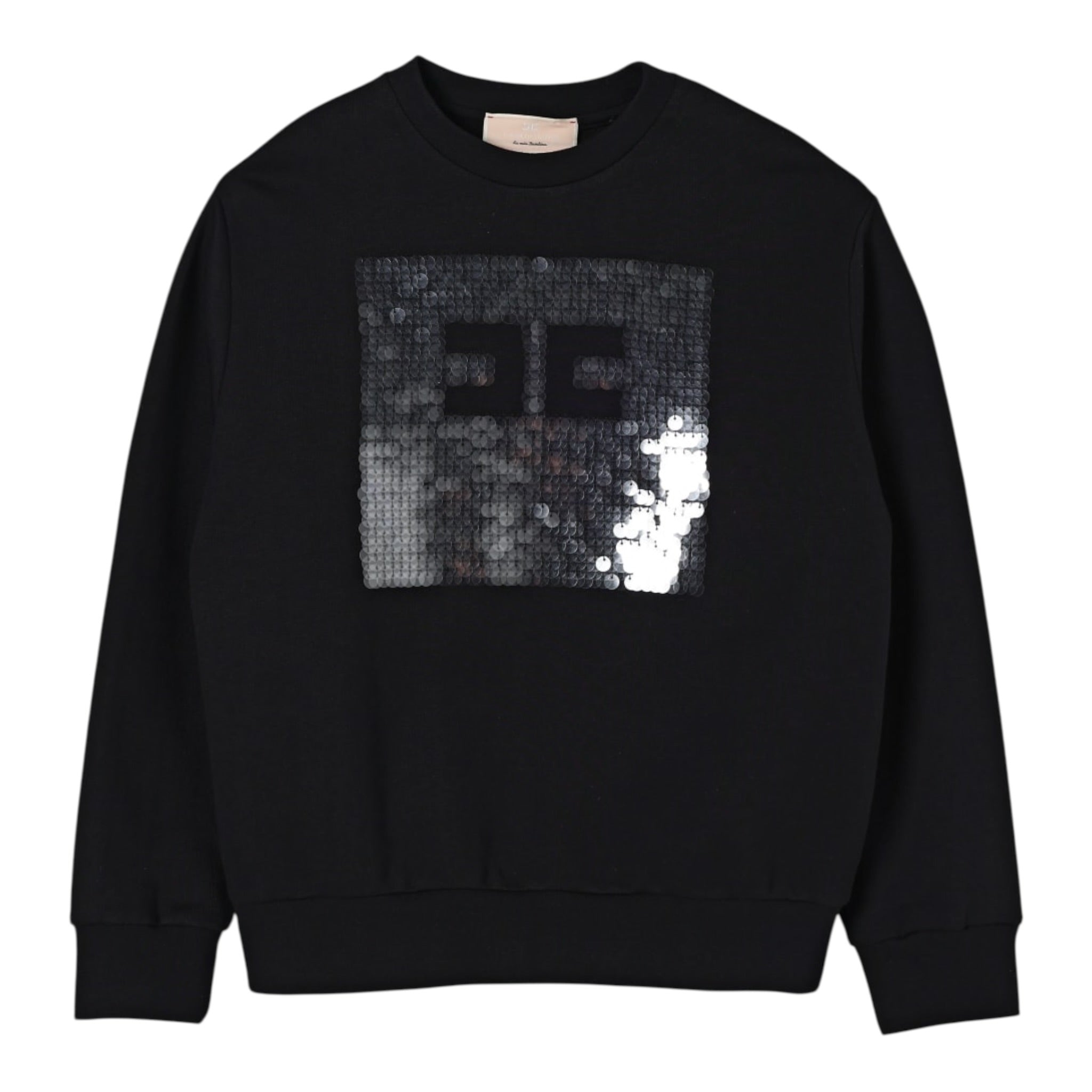 Elisabetta Franchi Felpa Chiusa Girocollo tinta unita con Paillettes Nero per Bambina EFFE152X NERO ELISABETTA FRANCHI 