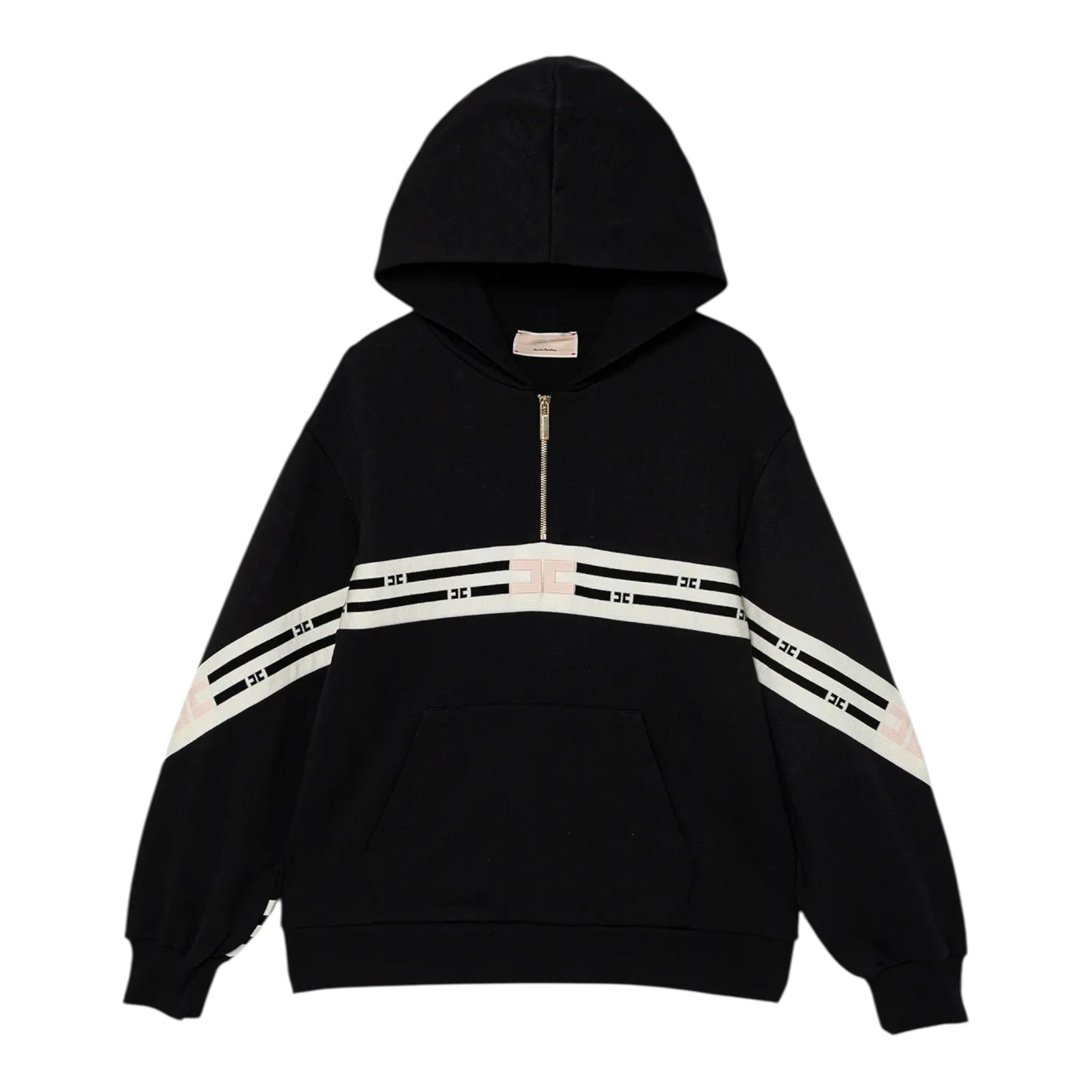 Elisabetta Franchi Felpa con Mezza Zip E Cappuccio tinta unita Nero per Bambina EFFE154 NERO ELISABETTA FRANCHI 