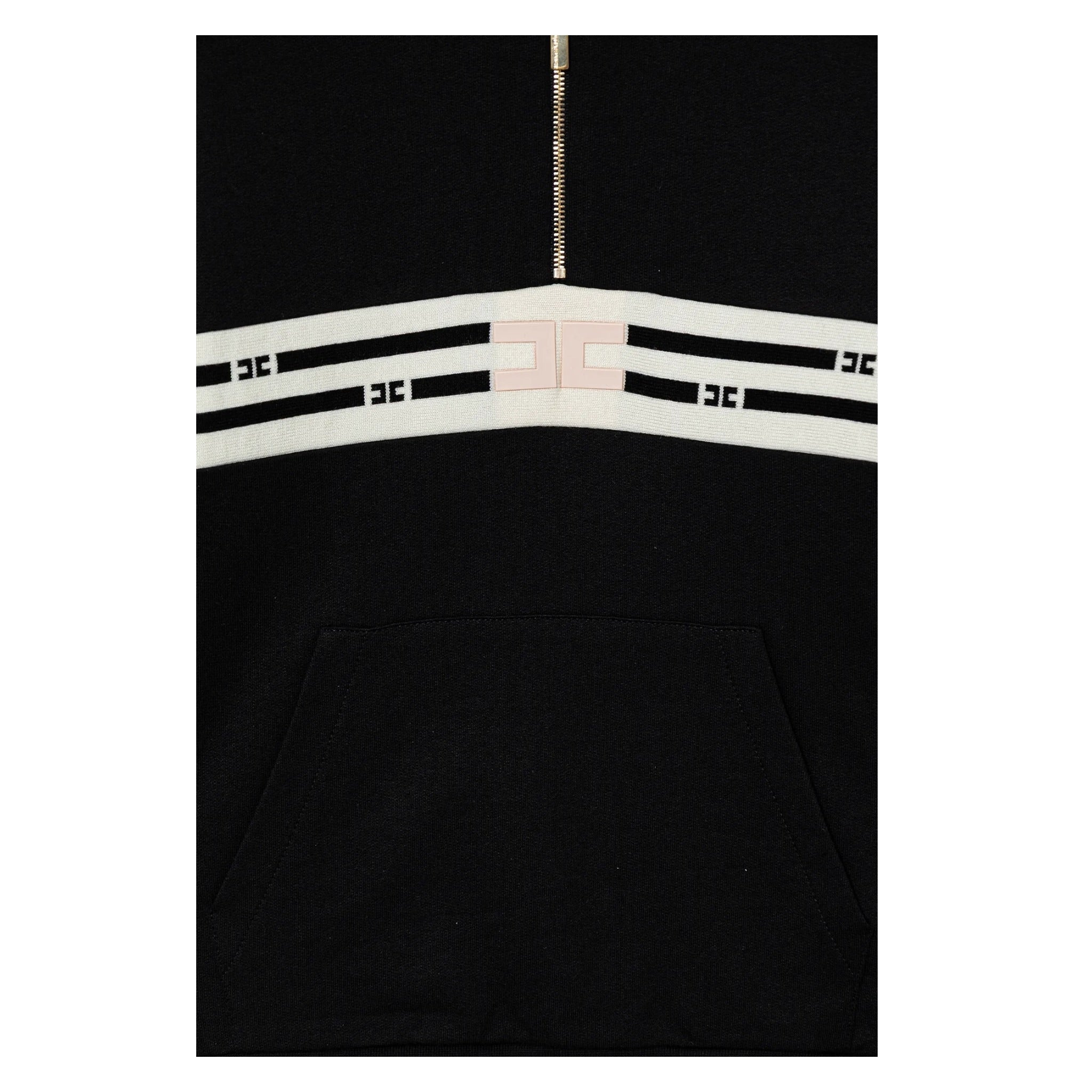 Elisabetta Franchi Felpa con Mezza Zip E Cappuccio tinta unita Nero per Bambina EFFE154 NERO ELISABETTA FRANCHI 