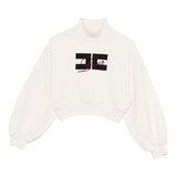 Elisabetta Franchi Felpa Chiusa Collo Alto tinta unita con Logo Panna per Bambina EFFE160 PANNA ELISABETTA FRANCHI 