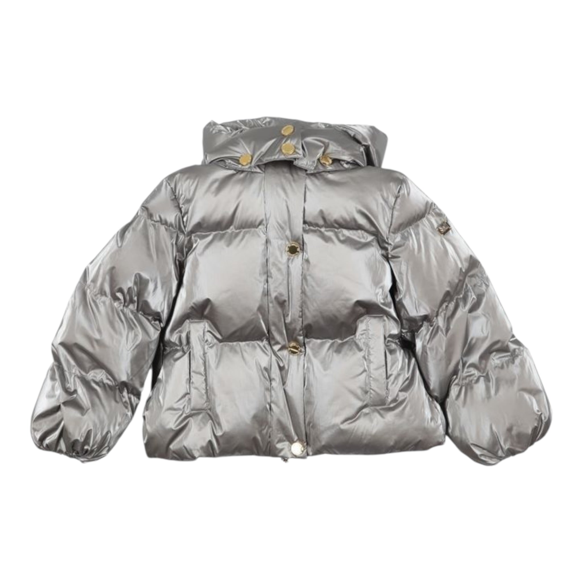 Elisabetta Franchi Giubbino tinta unita con Cappuccio Argento per Bambina EFGB119 ARGENTO ELISABETTA FRANCHI 