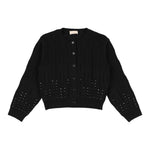 Elisabetta Franchi Cardigan tinta unita con Brillantini Nero per Bambina EFMA167 NERO ELISABETTA FRANCHI 