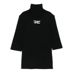 Elisabetta Franchi Maglia Collo Alto tinta unita con Logo Nero per Bambina EFMA176 NERO ELISABETTA FRANCHI 