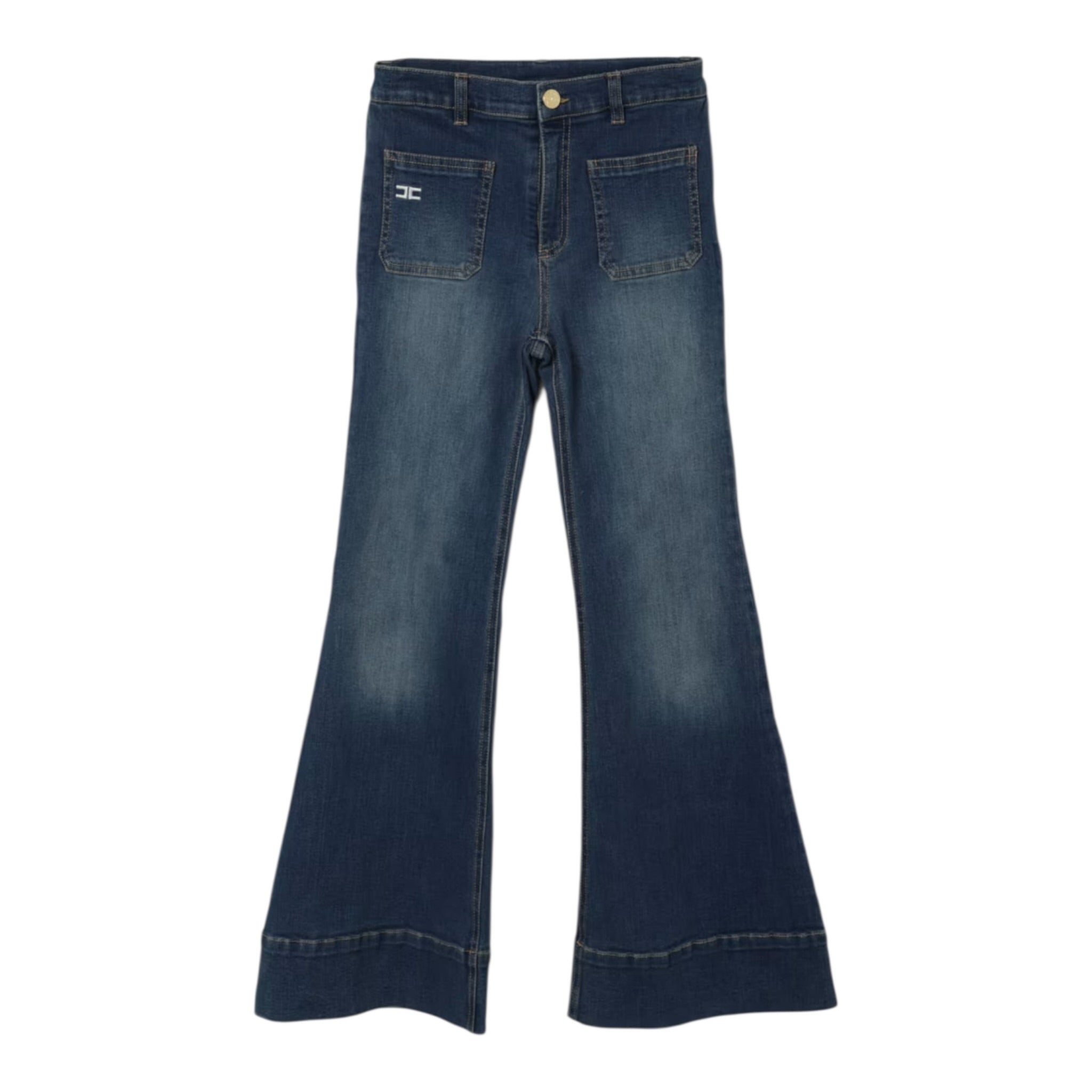 Elisabetta Franchi Jeans tinta unita Modello Zampa Blu per Bambina EFPA293 BLU ELISABETTA FRANCHI 
