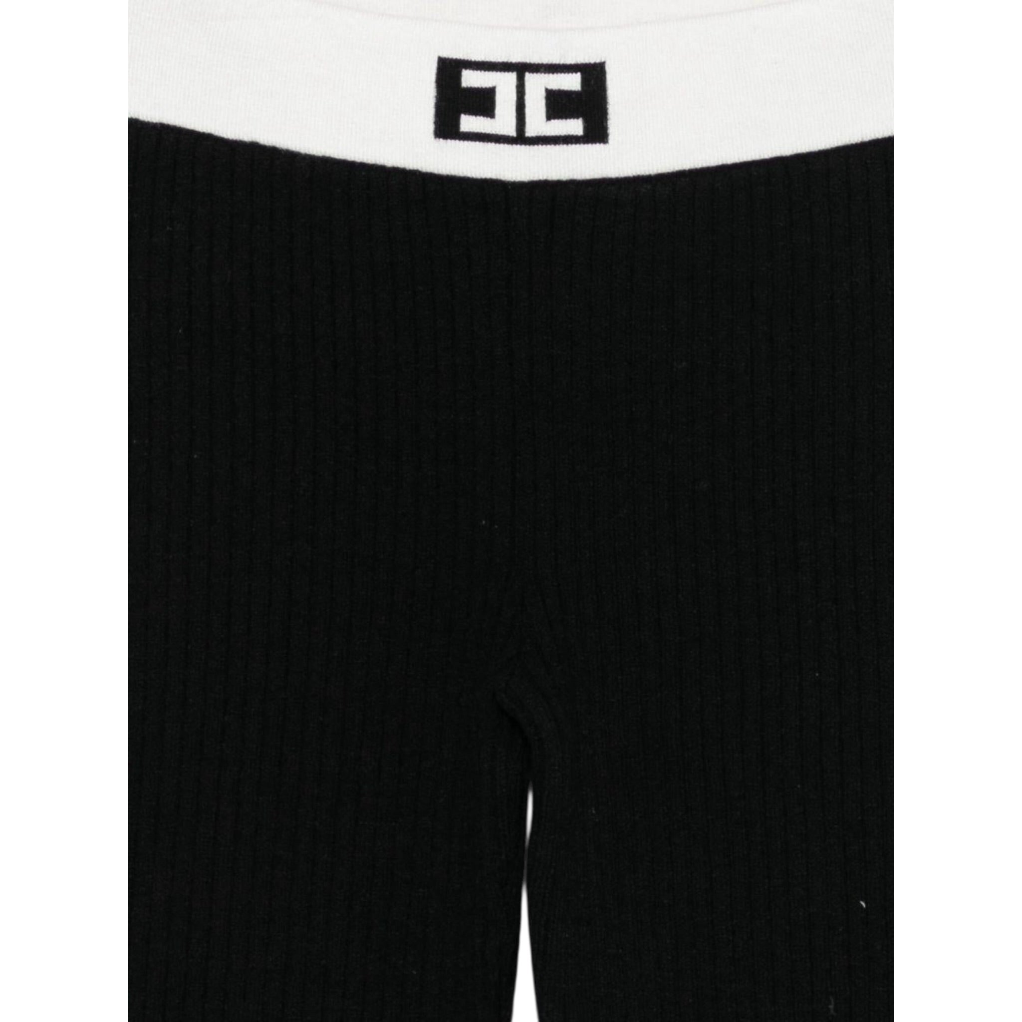 Elisabetta Franchi Leggins tinta unita con Logo Nero per Bambina EFPA301X NERO ELISABETTA FRANCHI 