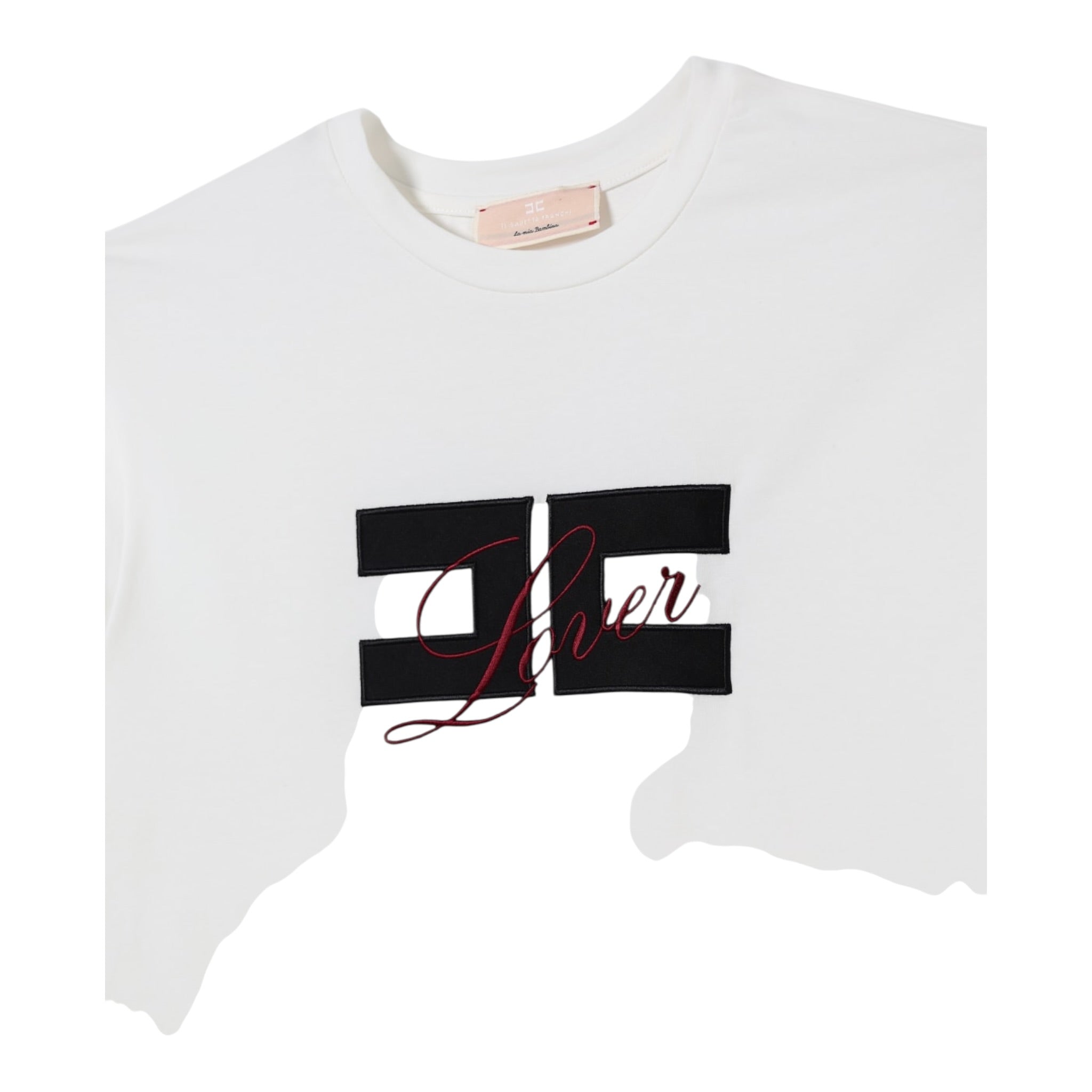 Elisabetta Franchi T-Shirt Girocollo tinta unita con Stampa Bianco per Bambina EFTS245 BIANCO ELISABETTA FRANCHI 