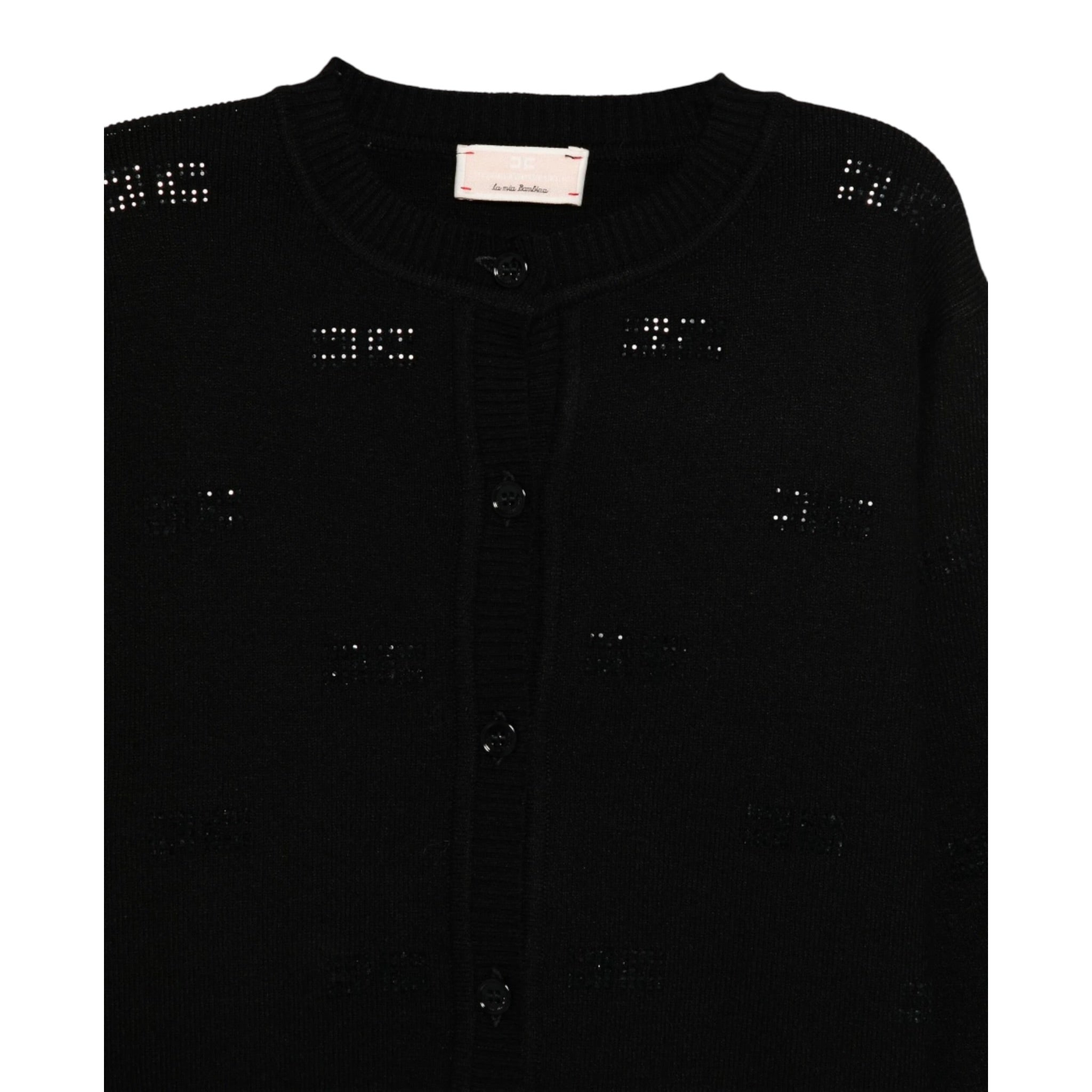 Elisabetta Franchi Cardigan tinta unita con Brillantini Nero per Neonata EGMA041XX NERO ELISABETTA FRANCHI 
