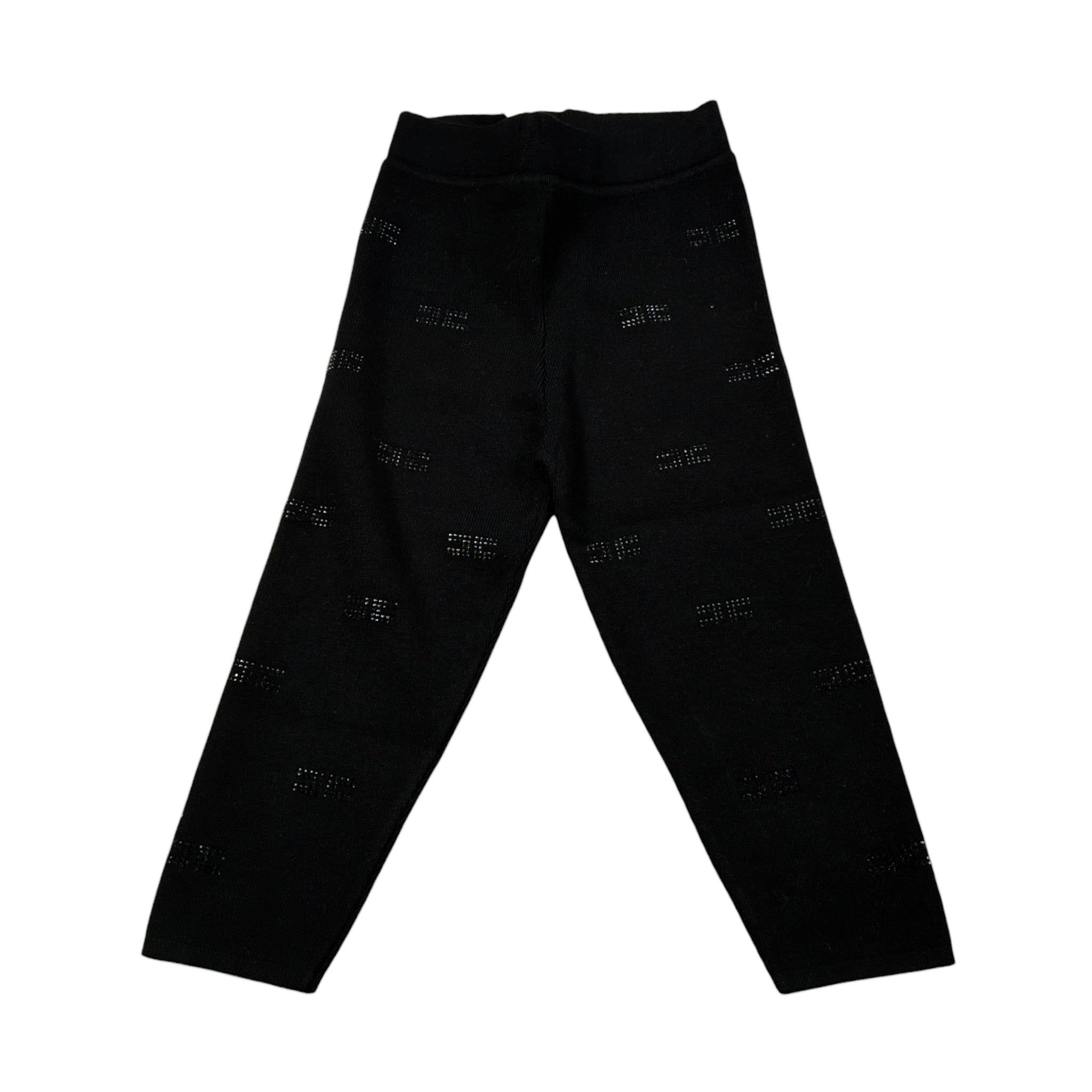 Elisabetta Franchi Leggins In Maglia tinta unita con Brillantini Nero per Bambina EGPA085J NERO ELISABETTA FRANCHI 