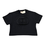 Elisabetta Franchi T-Shirt Girocollo tinta unita con Stampa Nero per Bambina EGTS093J NERO ELISABETTA FRANCHI 