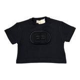 Elisabetta Franchi T-Shirt Girocollo tinta unita con Stampa Nero per Bambina EGTS093J NERO ELISABETTA FRANCHI 