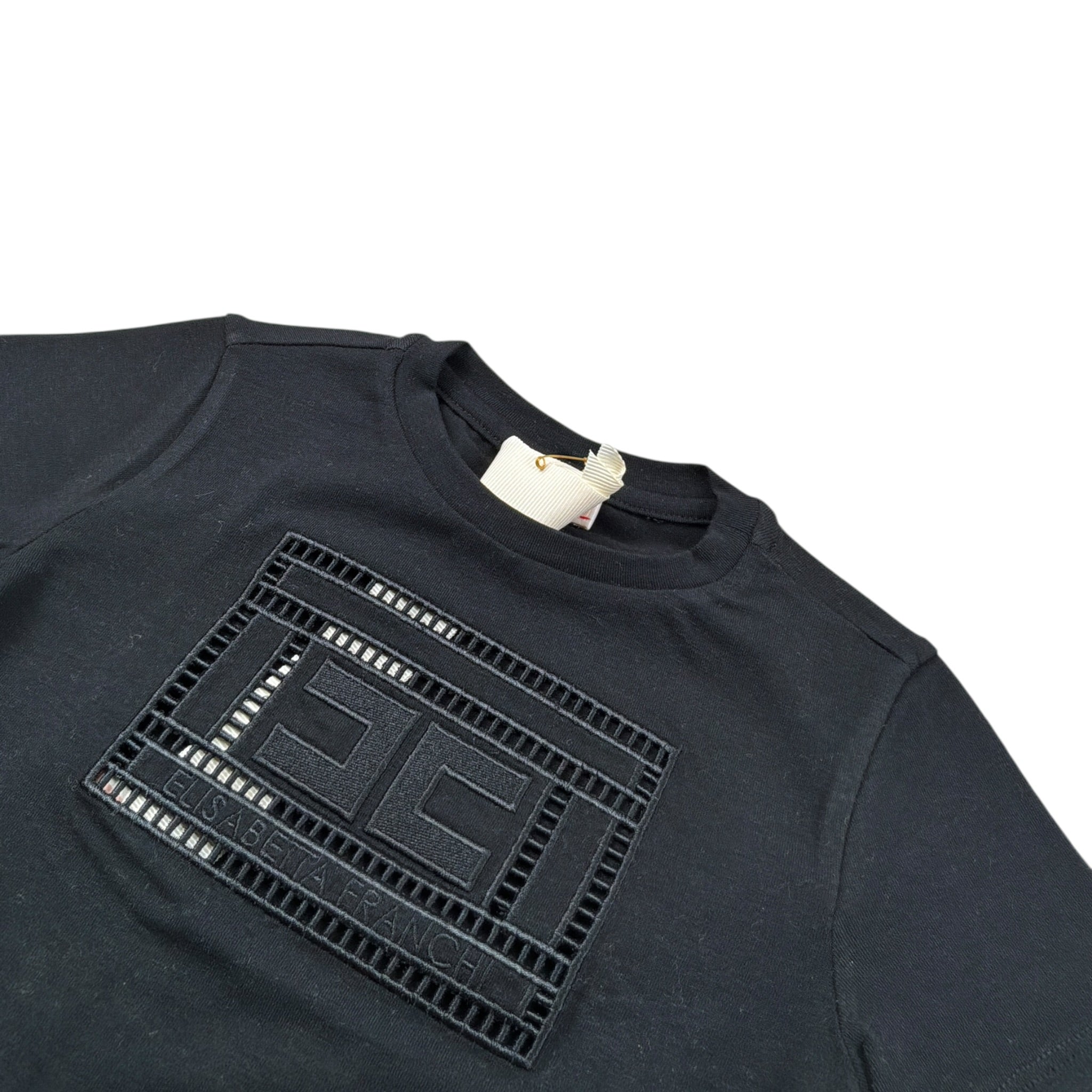Elisabetta Franchi T-Shirt Girocollo tinta unita con Stampa Nero per Neonata EGTS096 NERO ELISABETTA FRANCHI 