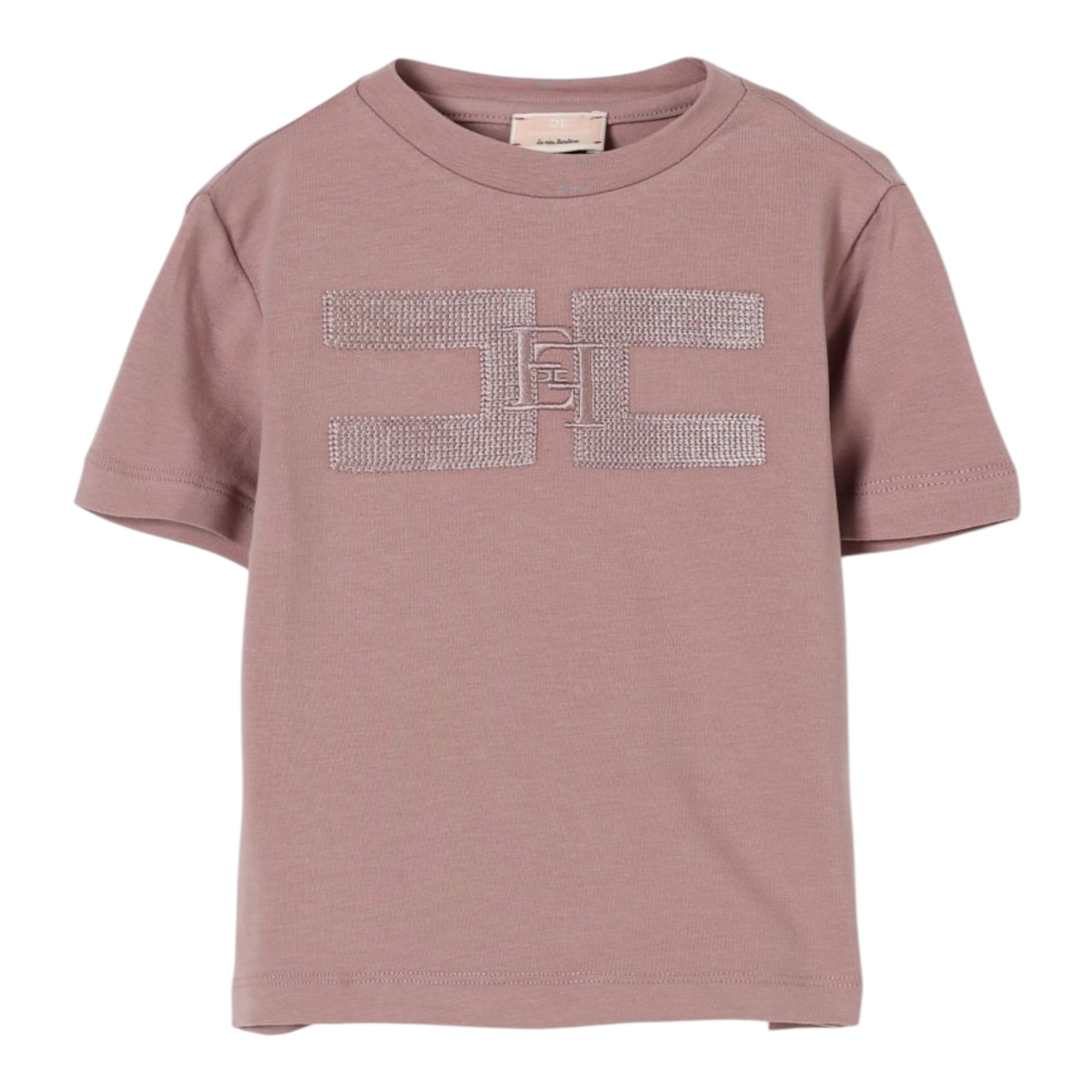 Elisabetta Franchi T-Shirt tinta unita con Logo Rosa Antico per Neonata EGTS100 ROSA ANTICO ELISABETTA FRANCHI 