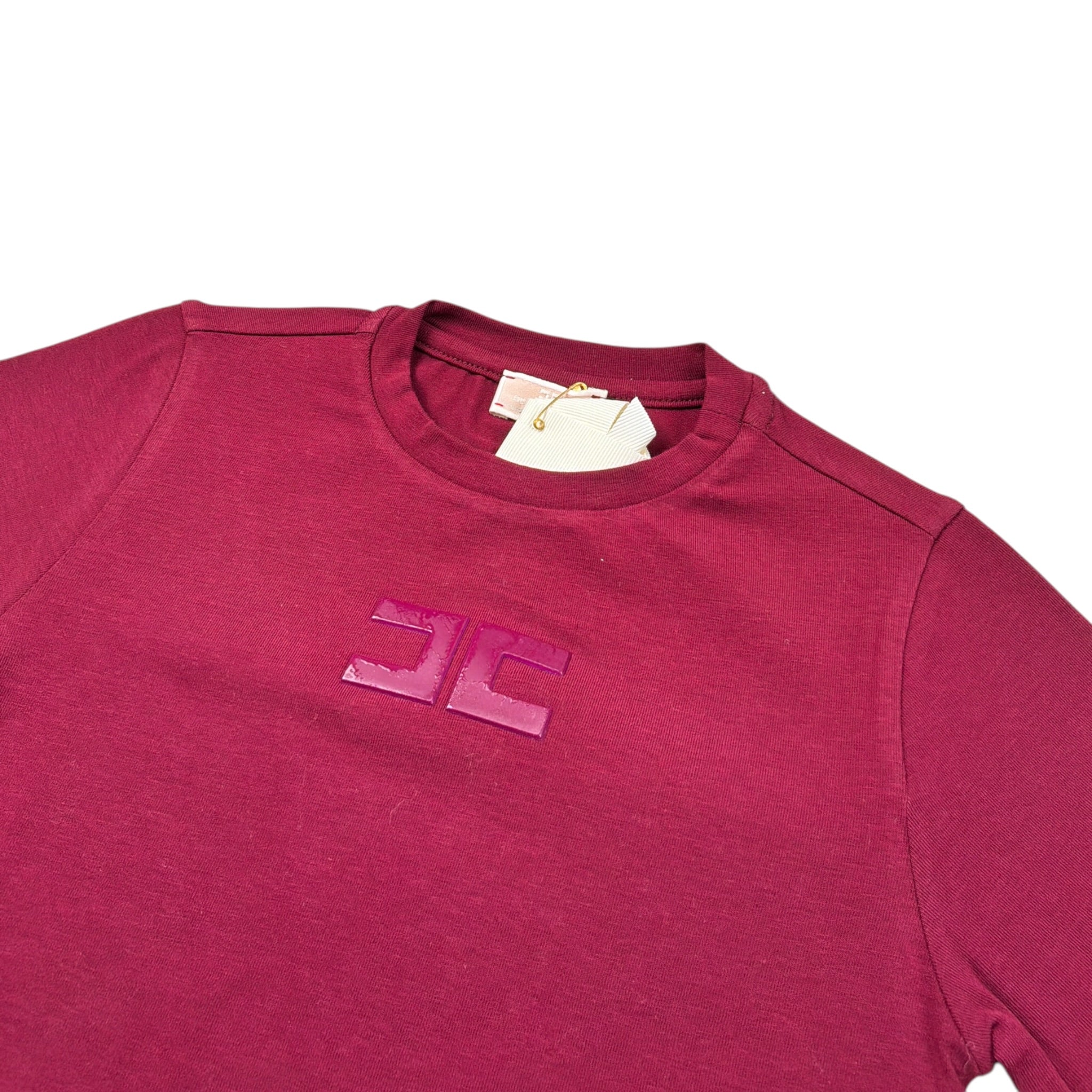 Elisabetta Franchi T-Shirt Girocollo tinta unita con Stampa Bordeaux per Neonata EGTS103 BORDEAUX ELISABETTA FRANCHI 