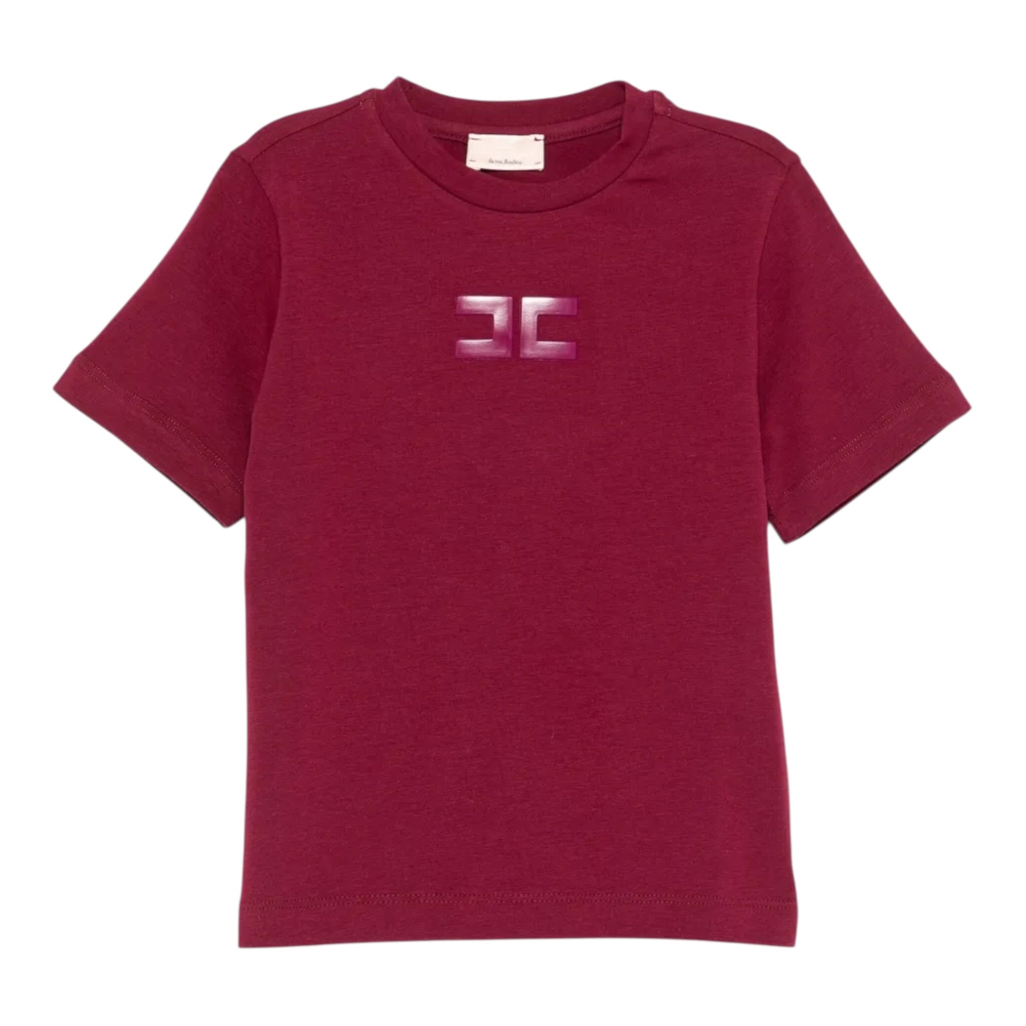 Elisabetta Franchi T-Shirt Girocollo tinta unita con Stampa Bordeaux per Neonata EGTS103 BORDEAUX ELISABETTA FRANCHI 