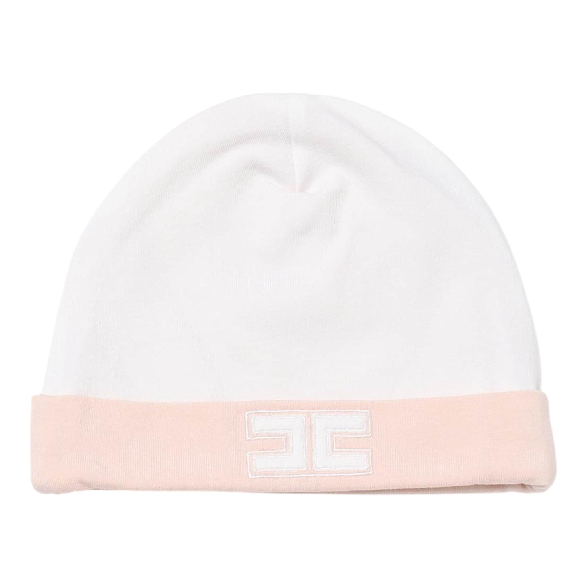 Elisabetta Franchi Cappello tinta unita con Logo Bianco per Neonata ENCP052 BIANCO ELISABETTA FRANCHI 