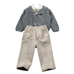 Emanuel Pris Completo 4 Pezzi Camicia Body-Cardigan-Pantalone-Papillon Grigio per Neonato IVORI GRIGIO EMANUEL PRIS 