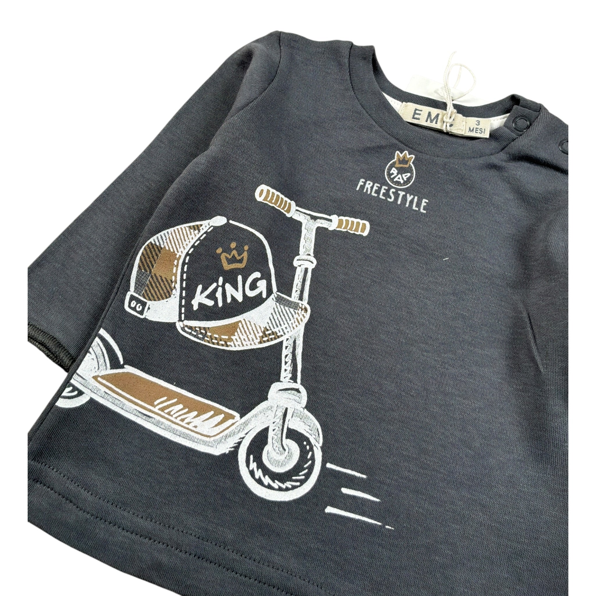 Emc Shirt Girocollo tinta unita con Stampa Grigio per Neonato BX1850 GRIGIO EMC 