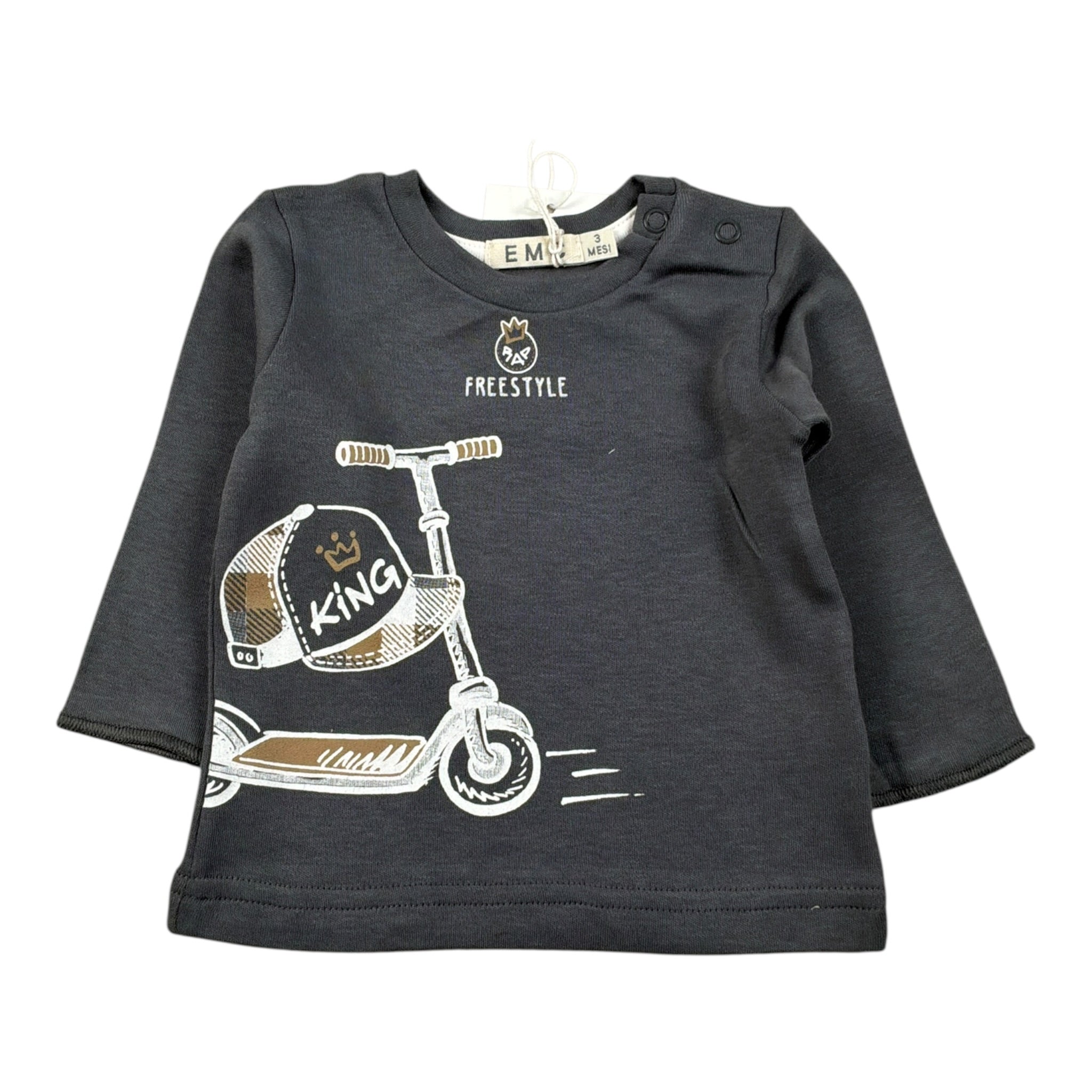 Emc Shirt Girocollo tinta unita con Stampa Grigio per Neonato BX1850 GRIGIO EMC 