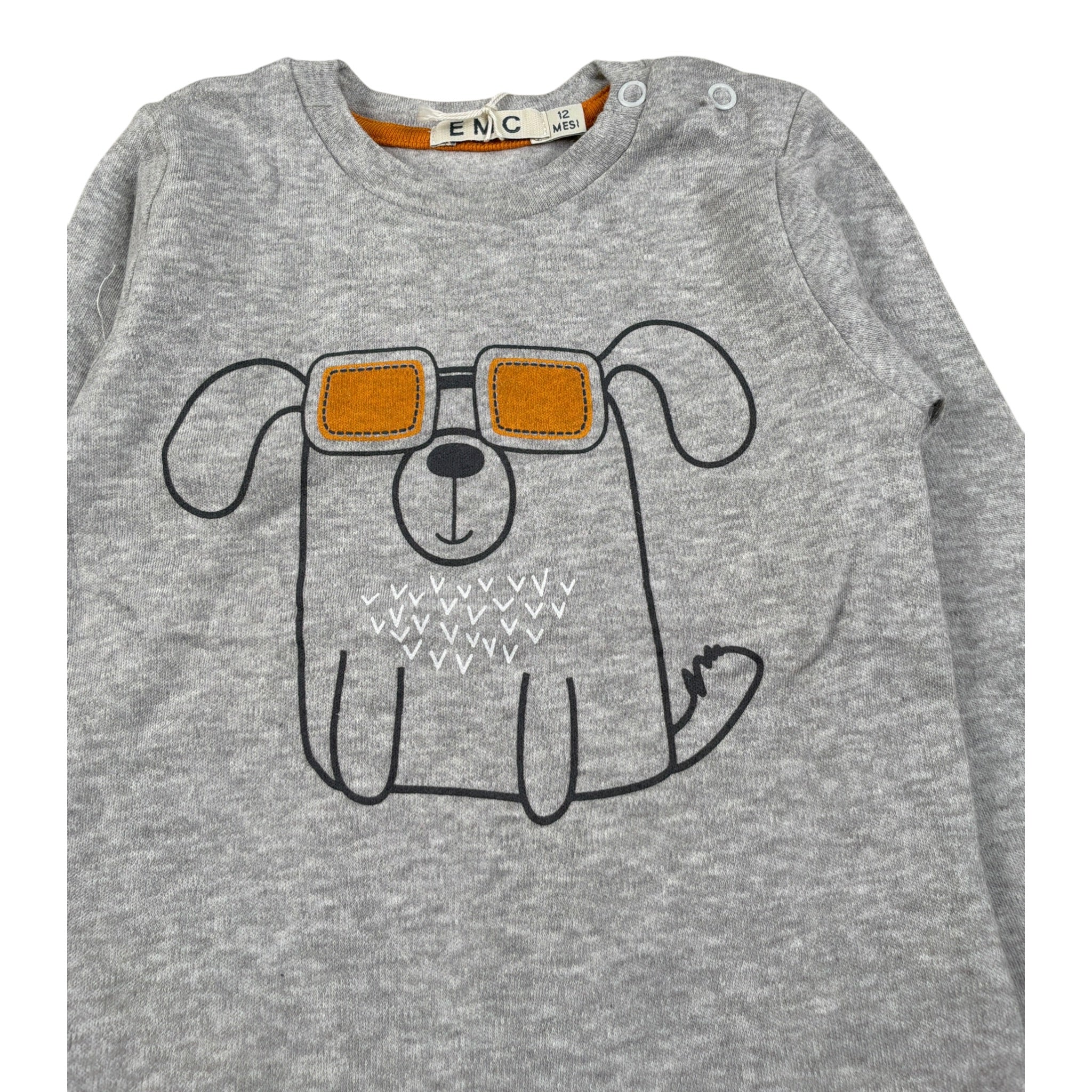 Emc Shirt Girocollo tinta unita con Stampa Grigio per Neonato BX2116 GRIGIO EMC 
