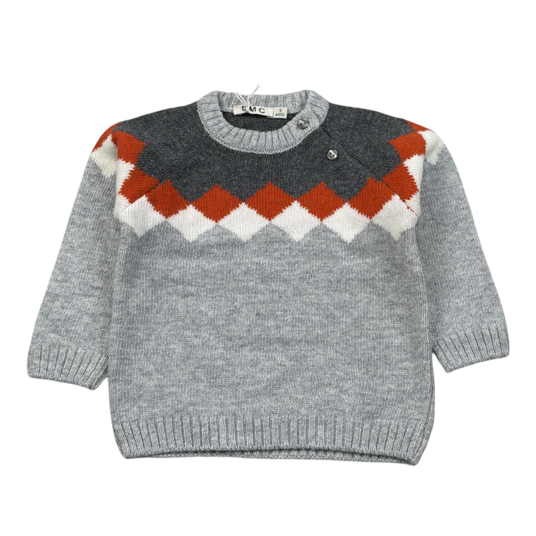 Emc Maglia Girocollo tinta unita con Ricami Grigio per Neonato CE1778 GRIGIO EMC 
