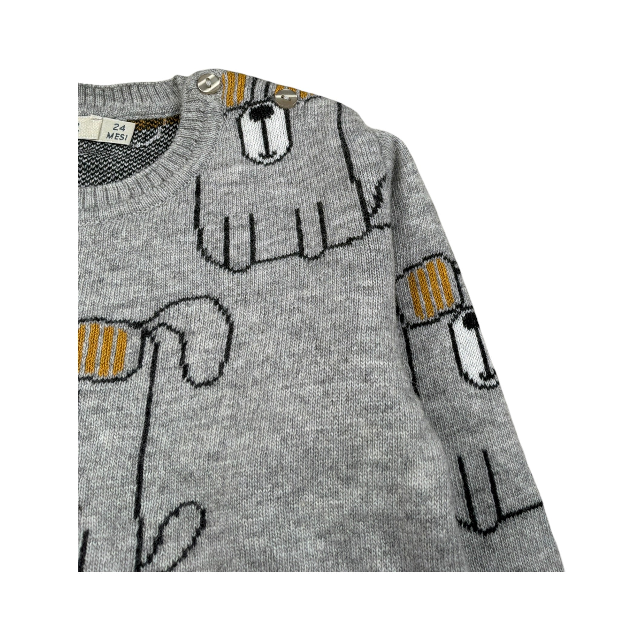 Emc Maglia Girocollo tinta unita con Ricami Grigio per Neonato CE1895 GRIGIO EMC 