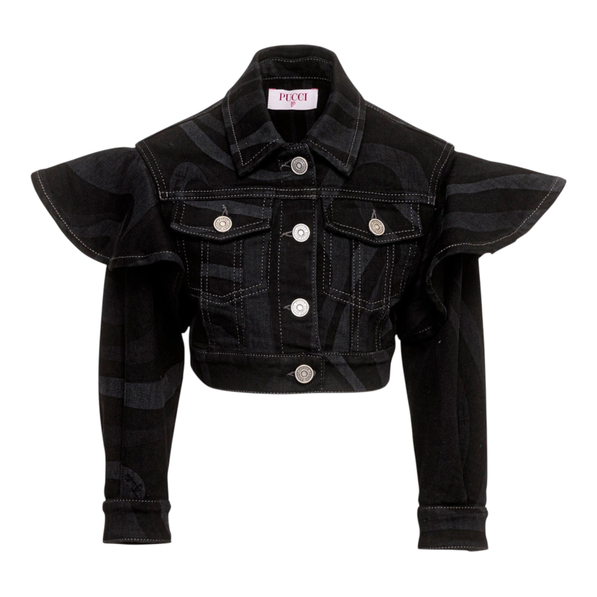 Emilio Pucci Giubbino In Denim tinta unita Nero per Bambina PV2A04 NERO EMILIO PUCCI 