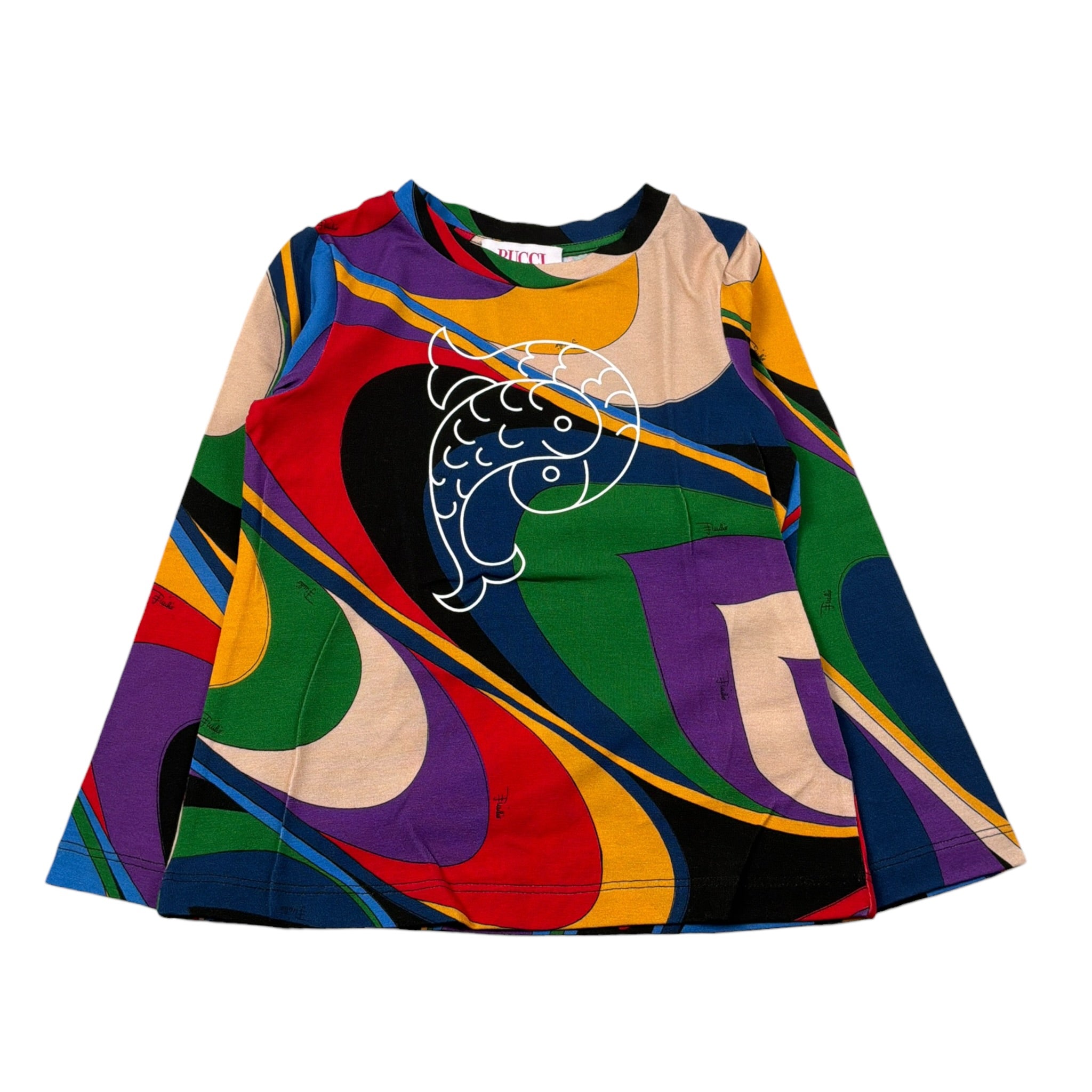Emilio Pucci Shirt Girocollo Stampa Fantasia Multicolor per Bambina PV8A10 MULTICOLOR EMILIO PUCCI 