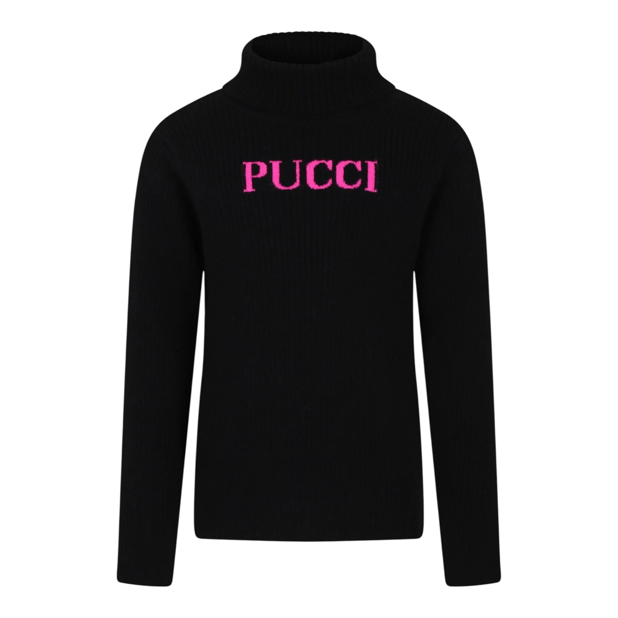 Emilio Pucci Maglia Collo Alto tinta unita con Logo Nero per Bambina PV9A40 NERO EMILIO PUCCI 