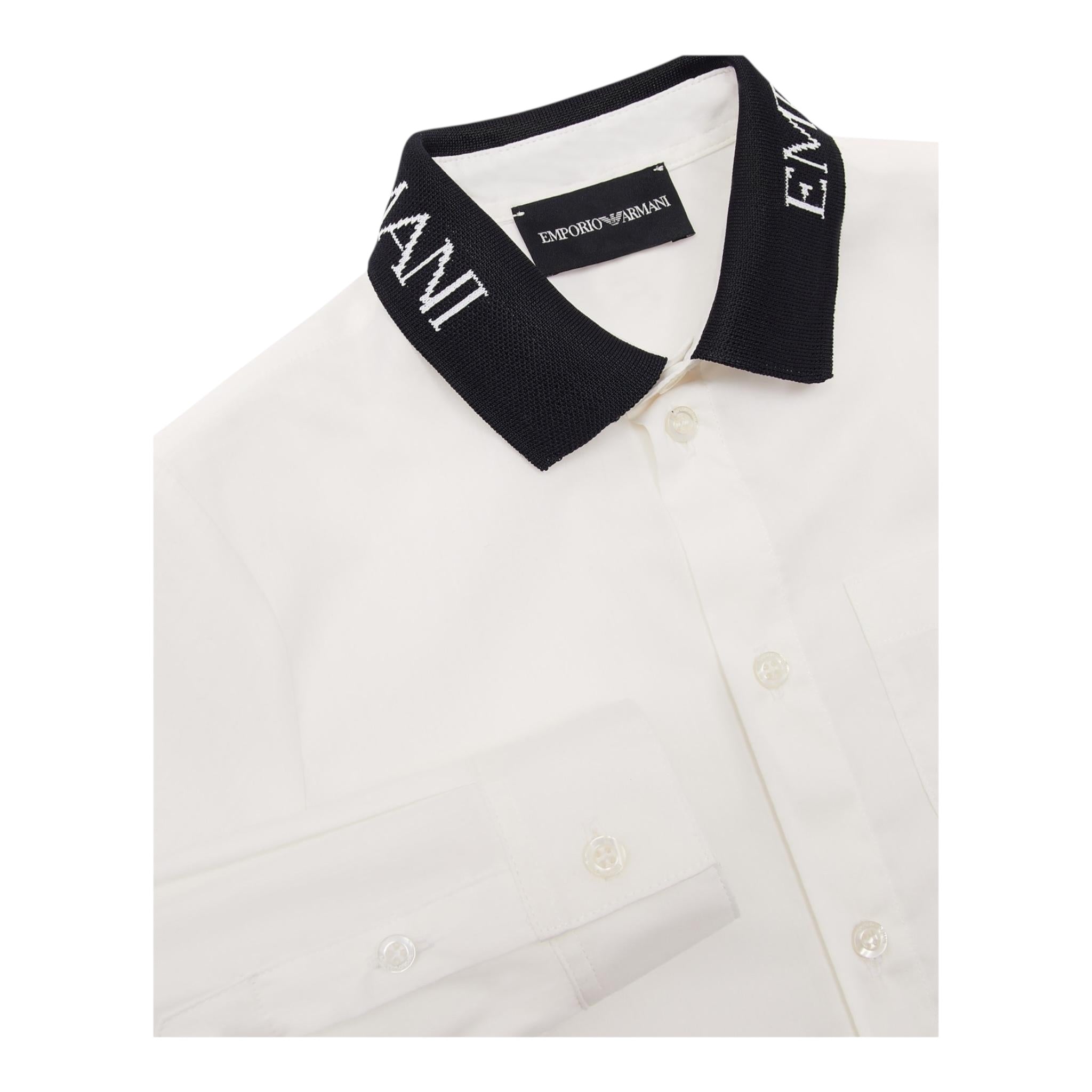 Emporio Armani Camicia tinta unita con Colletto In Contrasto Bianco per Bambino 6R4CJ5 BIANCO EMPORIO ARMANI 