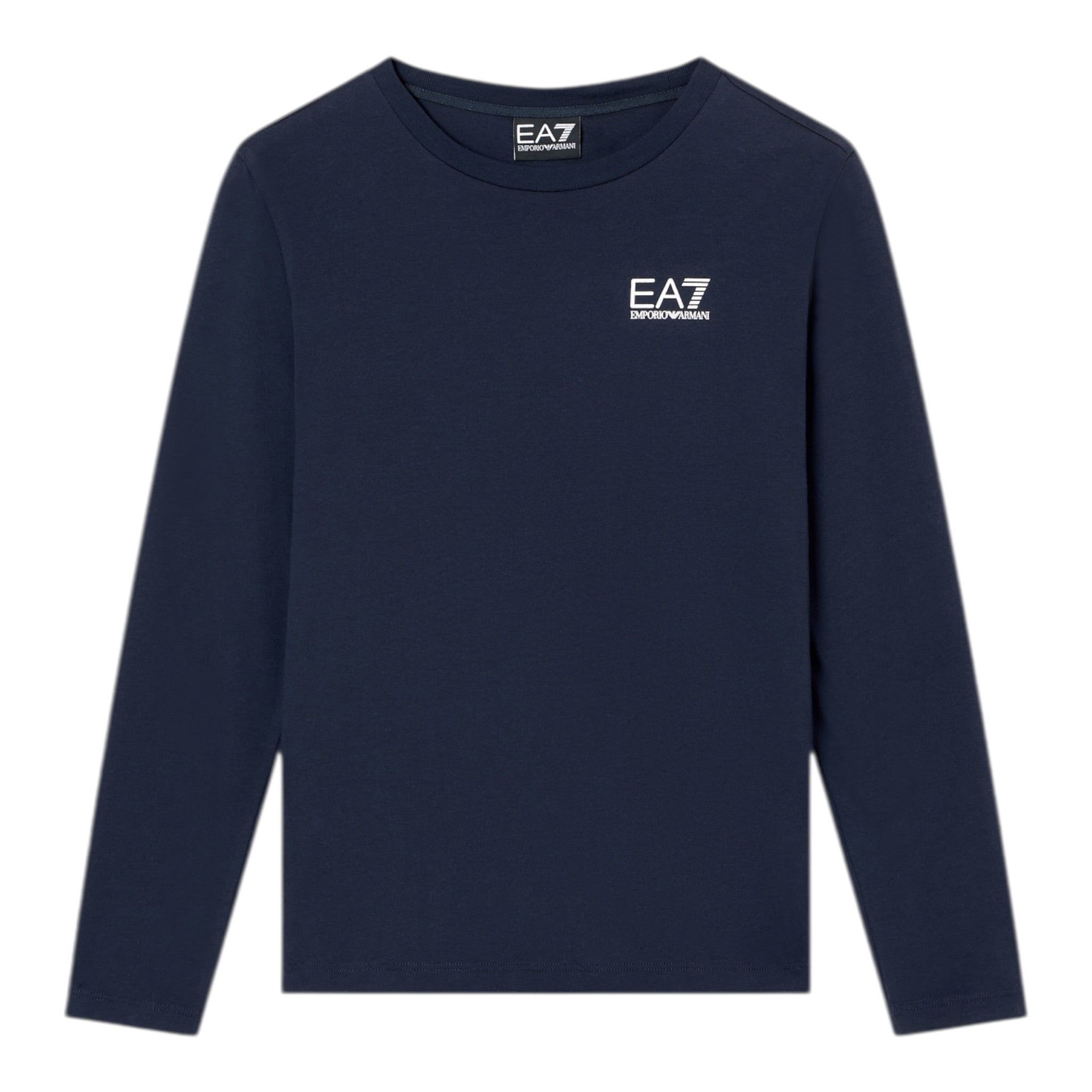Emporio Armani Shirt Girocollo tinta unita con Logo Blu per Bambino 7B000021 BLU EMPORIO ARMANI 