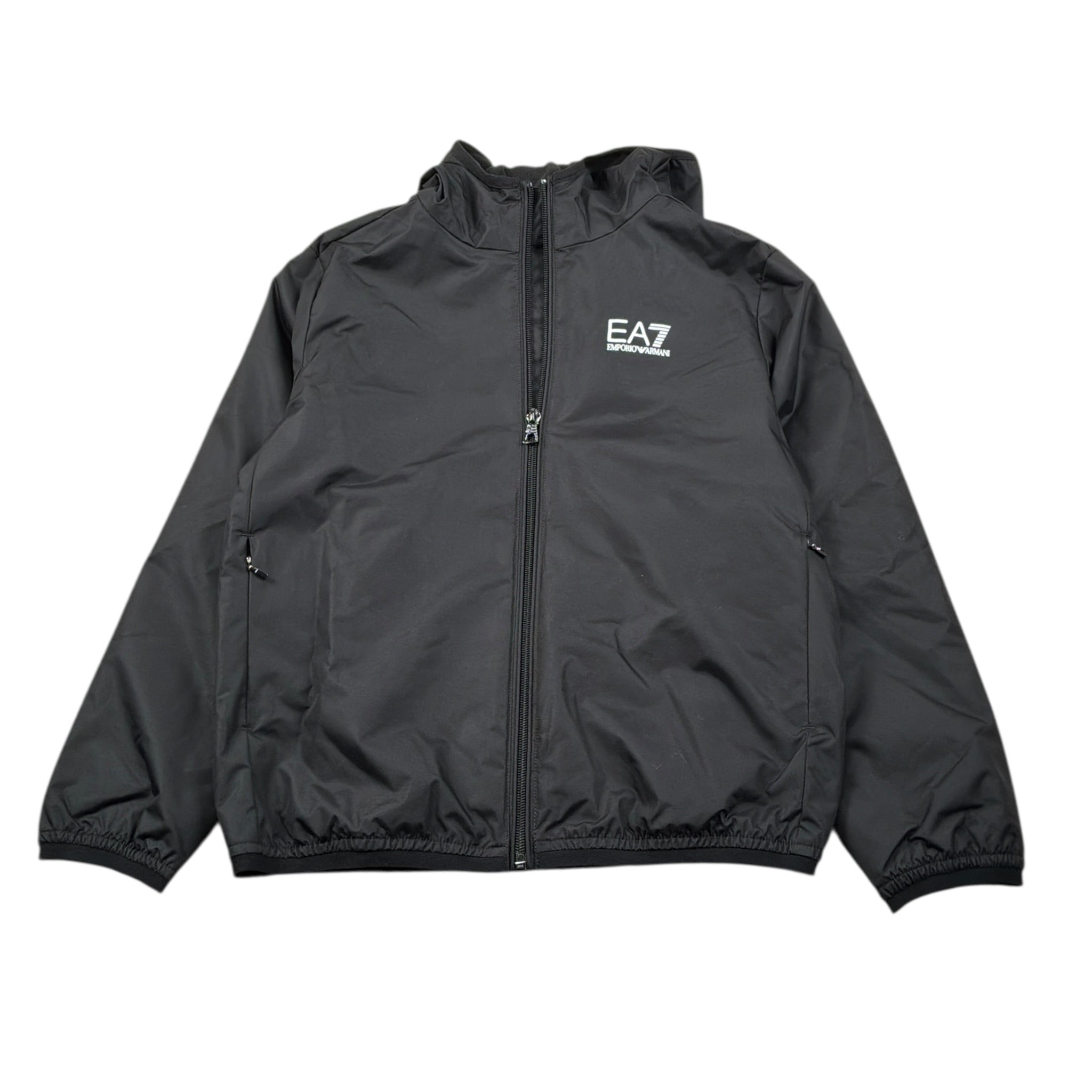 Emporio Armani Giubbino tinta unita con Zip E Cappuccio Nero per Bambino 7B000165X NERO EMPORIO ARMANI 