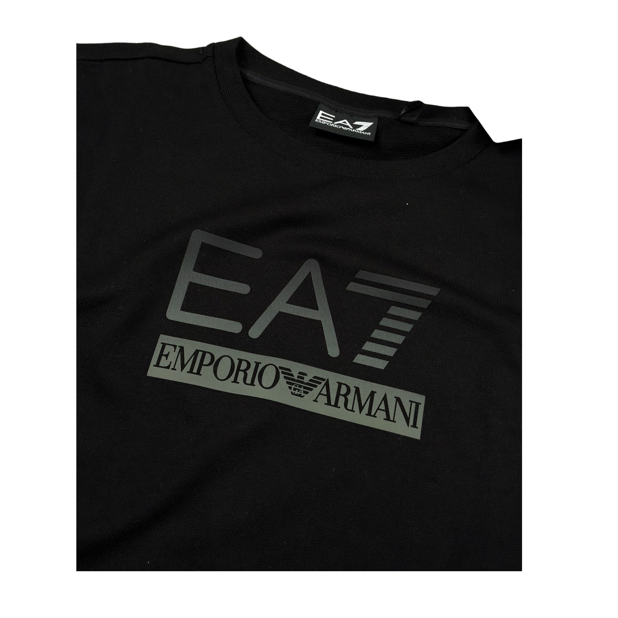 Emporio Armani Felpa Chiusa Girocollo tinta unita con Stampa Nero per Bambino 7B000170 NERO EMPORIO ARMANI 