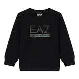 Emporio Armani Felpa Chiusa Girocollo tinta unita con Stampa Nero per Bambino 7B000170X NERO EMPORIO ARMANI 