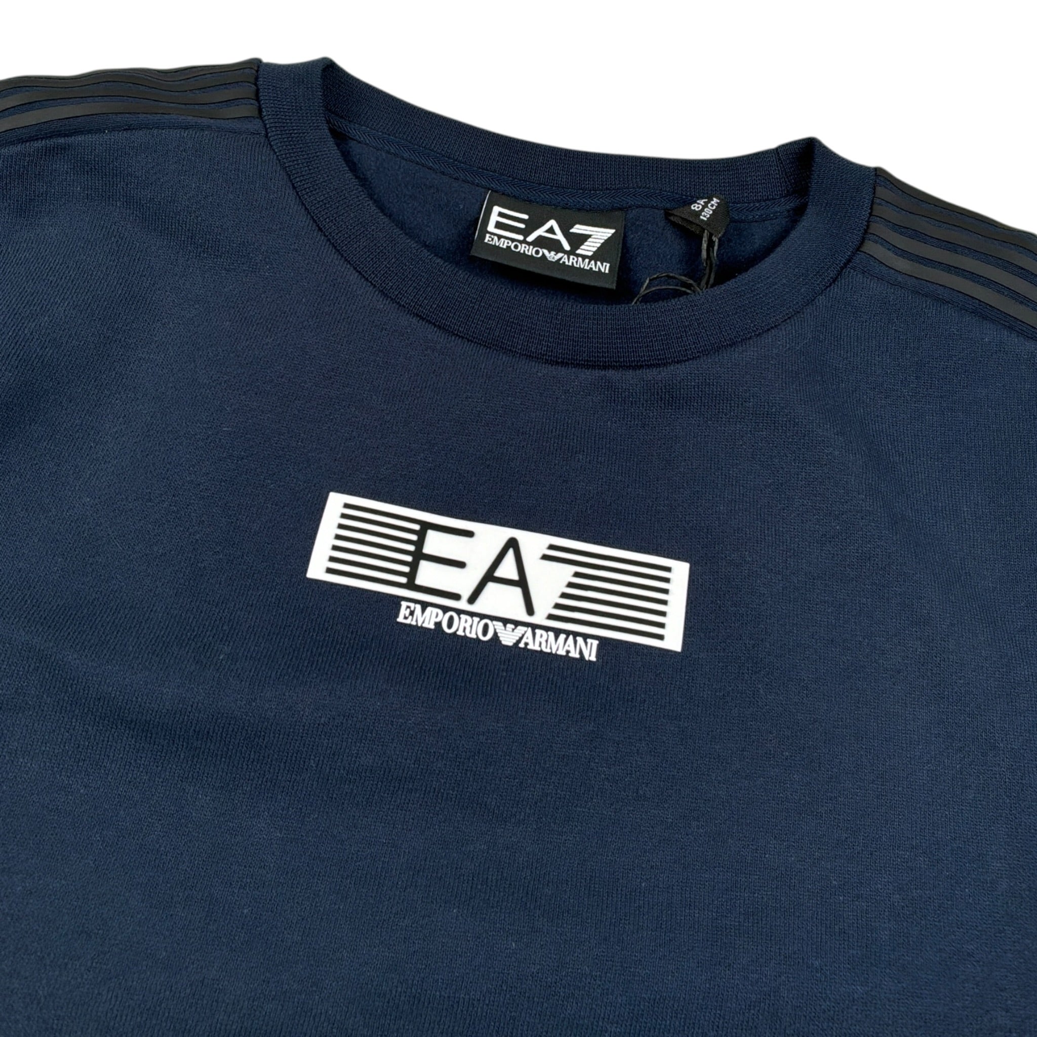 Emporio Armani Felpa Chiusa Girocollo tinta unita con Logo Blu per Bambino 7B000184 BLU EMPORIO ARMANI 