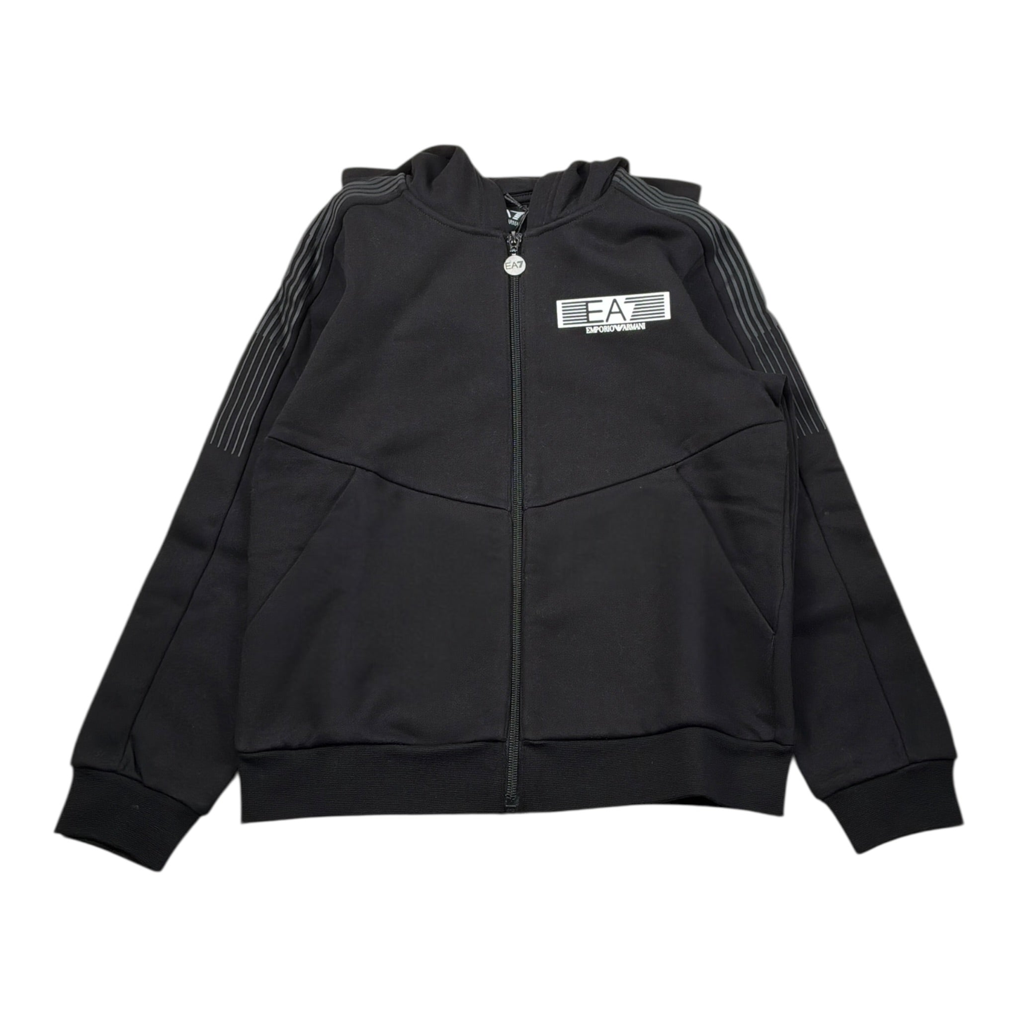 Emporio Armani Felpa con Zip E Cappuccio tinta unita Nero per Bambino 7B000185X NERO EMPORIO ARMANI 