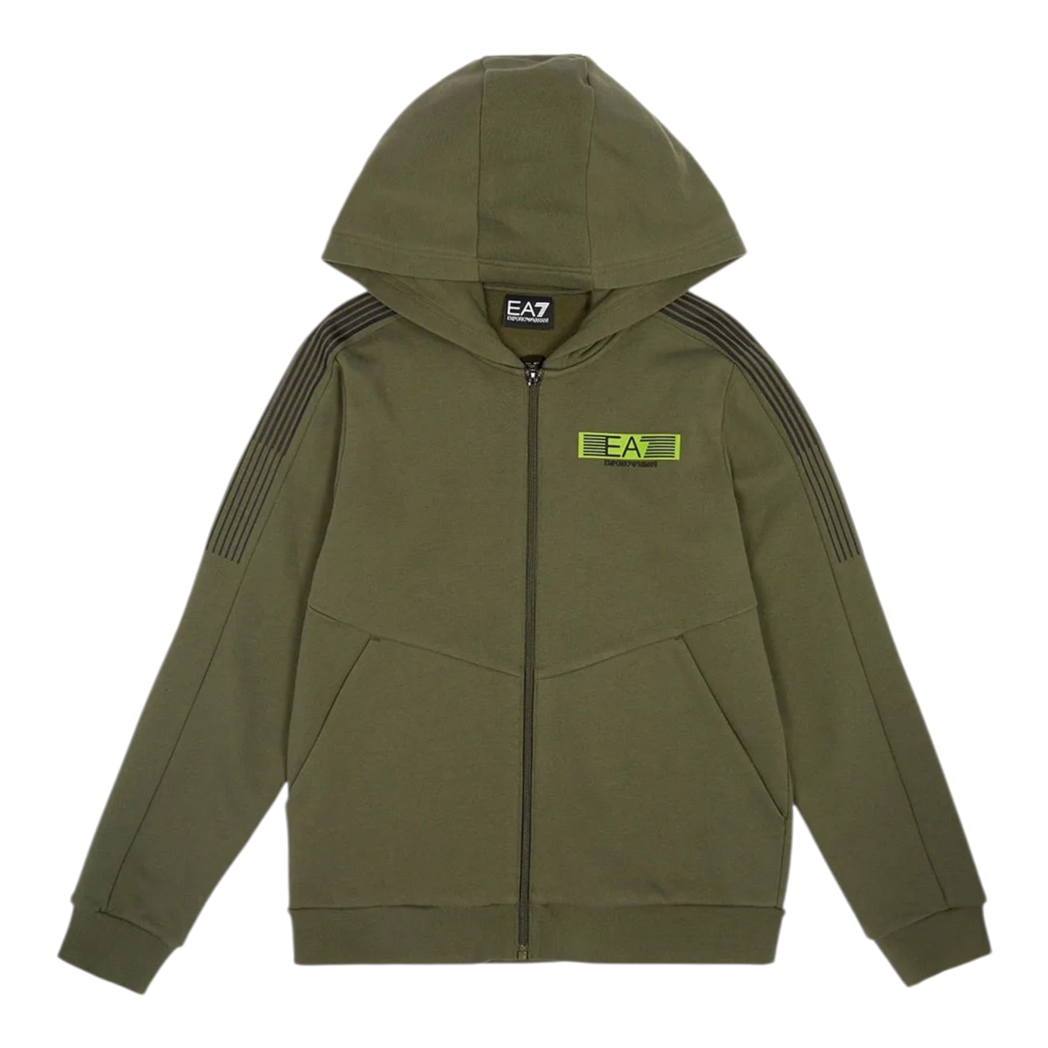 Emporio Armani Felpa con Zip E Cappuccio tinta unita Verde per Bambino 7B000185X VERDE EMPORIO ARMANI 