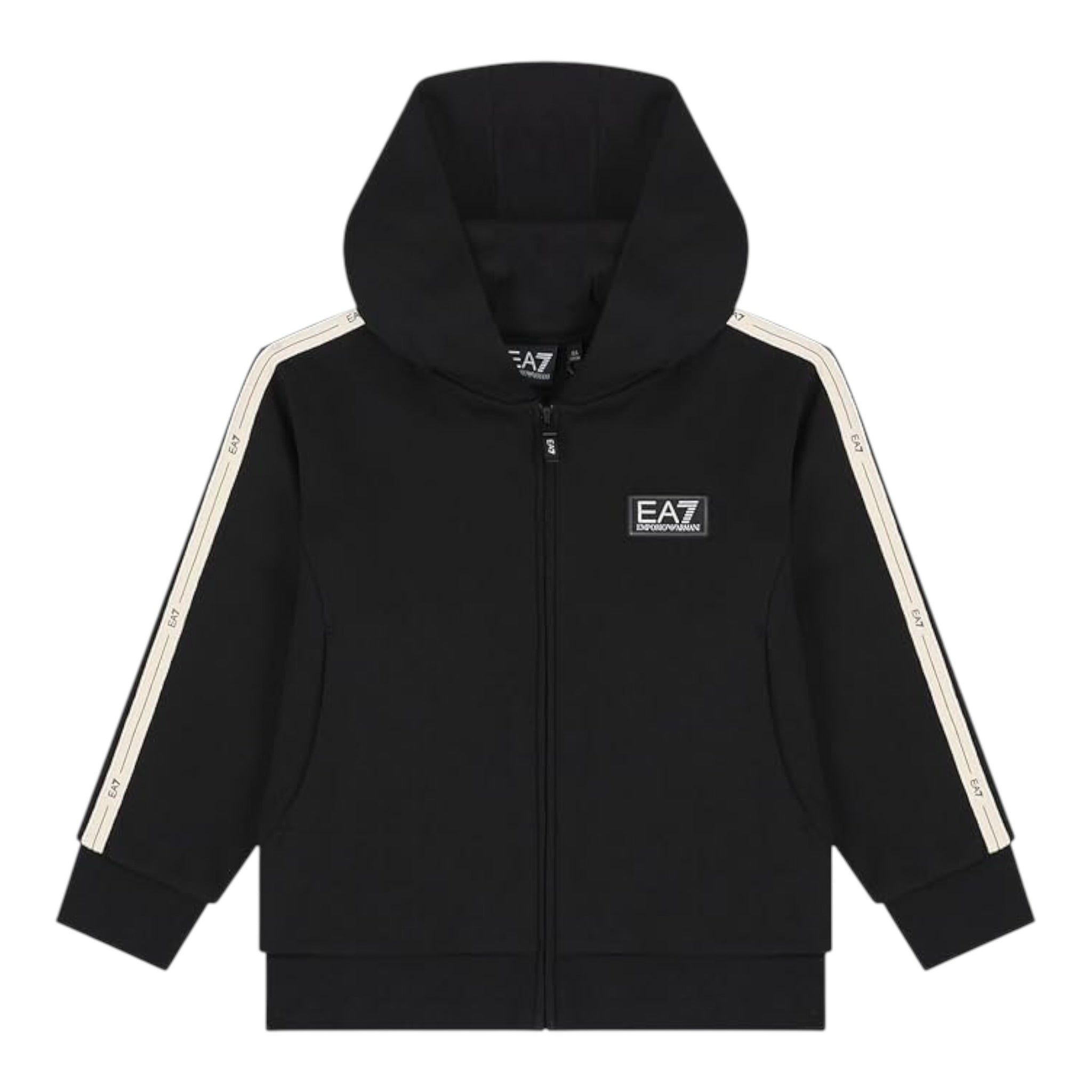 Emporio Armani Felpa tinta unita con Zip E Cappuccio Nero per Bambino 7B000193 NERO EMPORIO ARMANI 