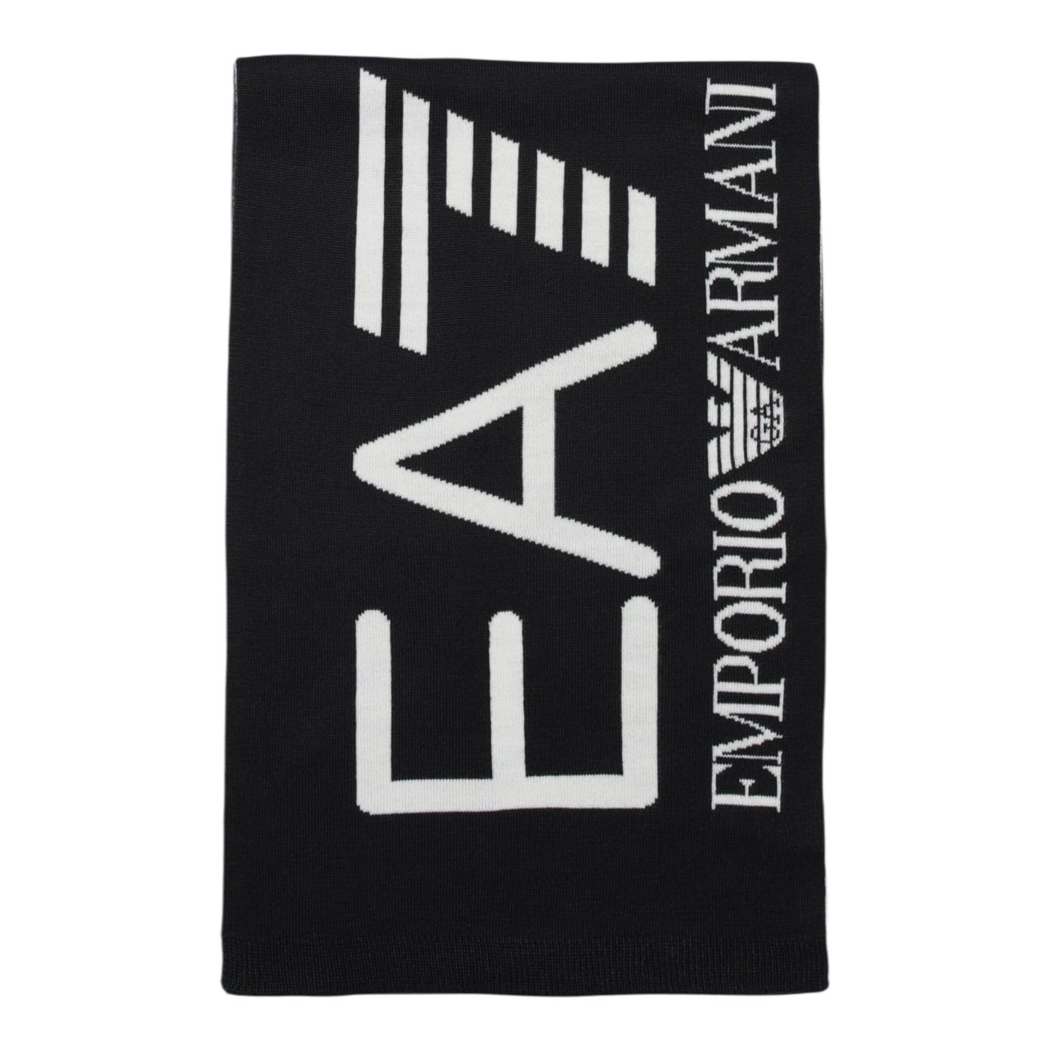 Emporio Armani Sciarpa tinta unita con Logo In Contrasto Blu per Bambino 7X000007 BLU EMPORIO ARMANI 