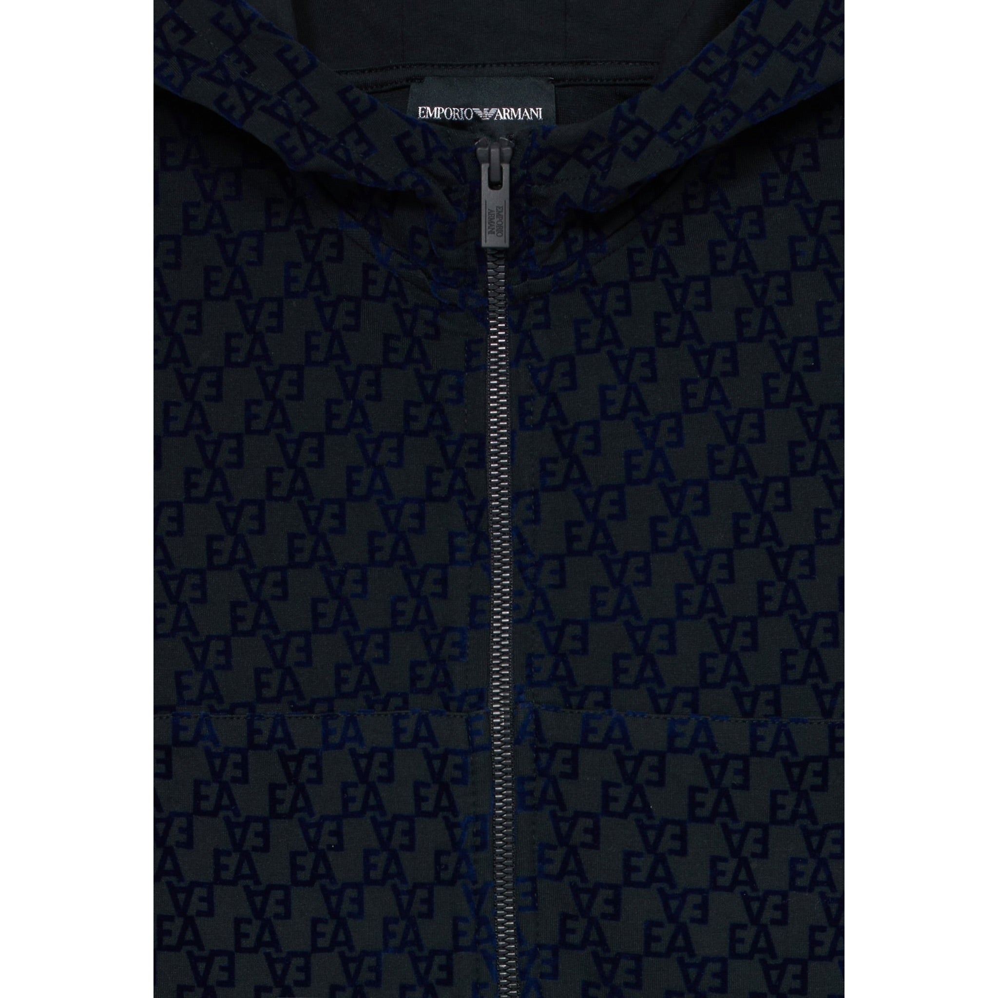 Emporio Armani Felpa tinta unita con Cappuccio E Zip Blu per Bambino EB000468 BLU EMPORIO ARMANI 