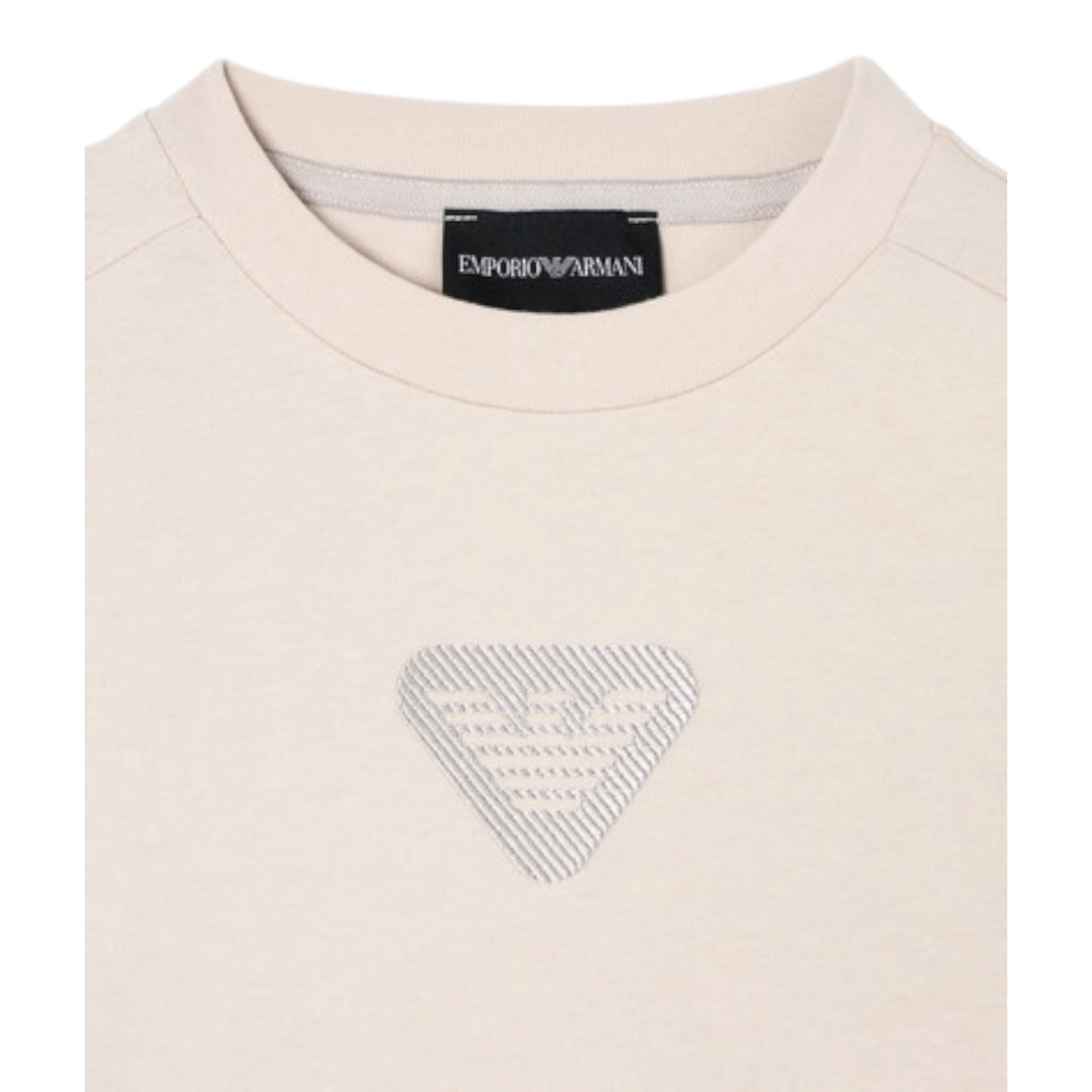 Emporio Armani T-Shirt Girocollo tinta unita con Logo Beige per Bambino EB000813 BEIGE EMPORIO ARMANI 