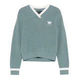Emporio Armani Maglia tinta unita Scollo A V Verde per Bambina EG000373 VERDE EMPORIO ARMANI 
