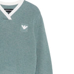 Emporio Armani Maglia tinta unita Scollo A V Verde per Bambina EG000373 VERDE EMPORIO ARMANI 