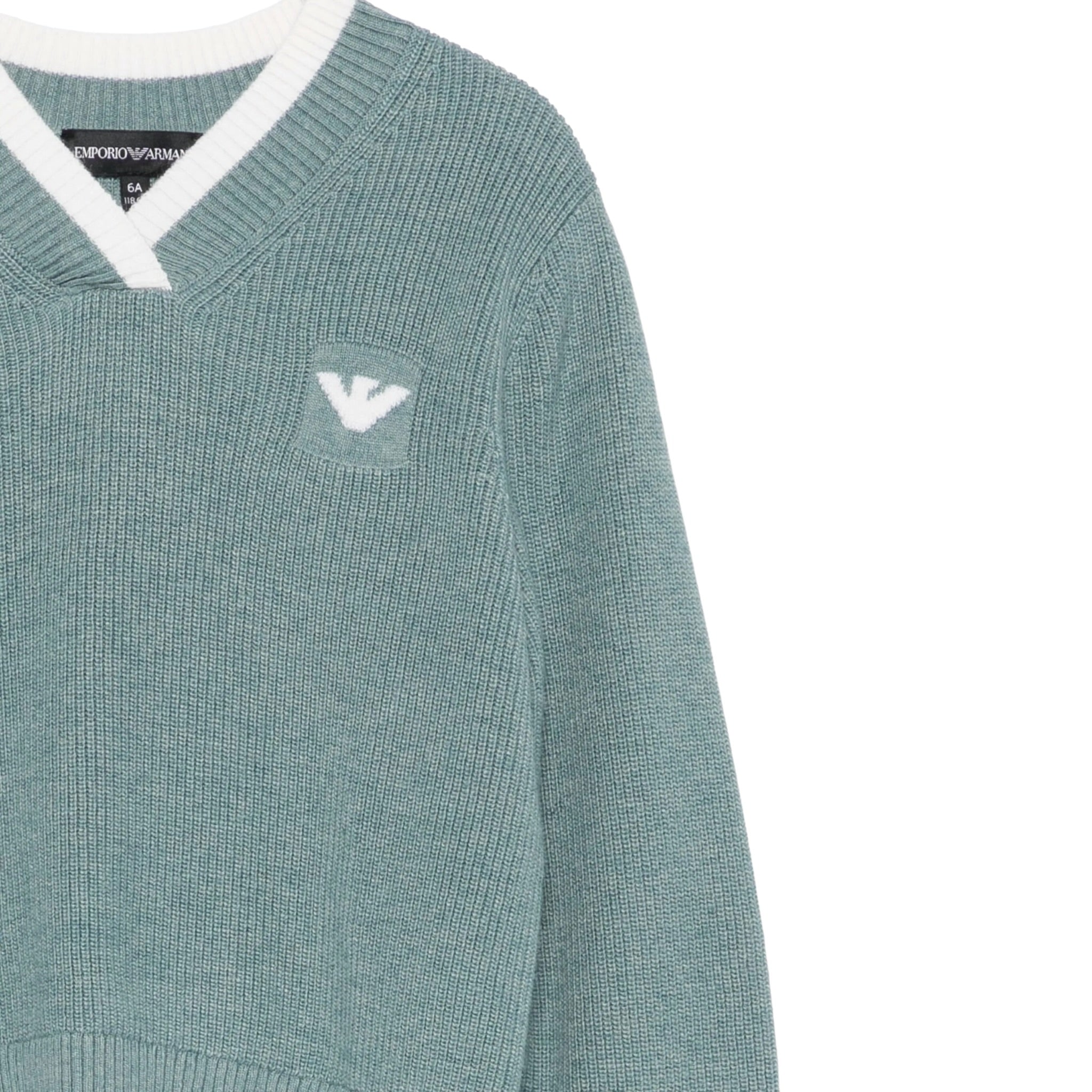 Emporio Armani Maglia tinta unita Scollo A V Verde per Bambina EG000373 VERDE EMPORIO ARMANI 