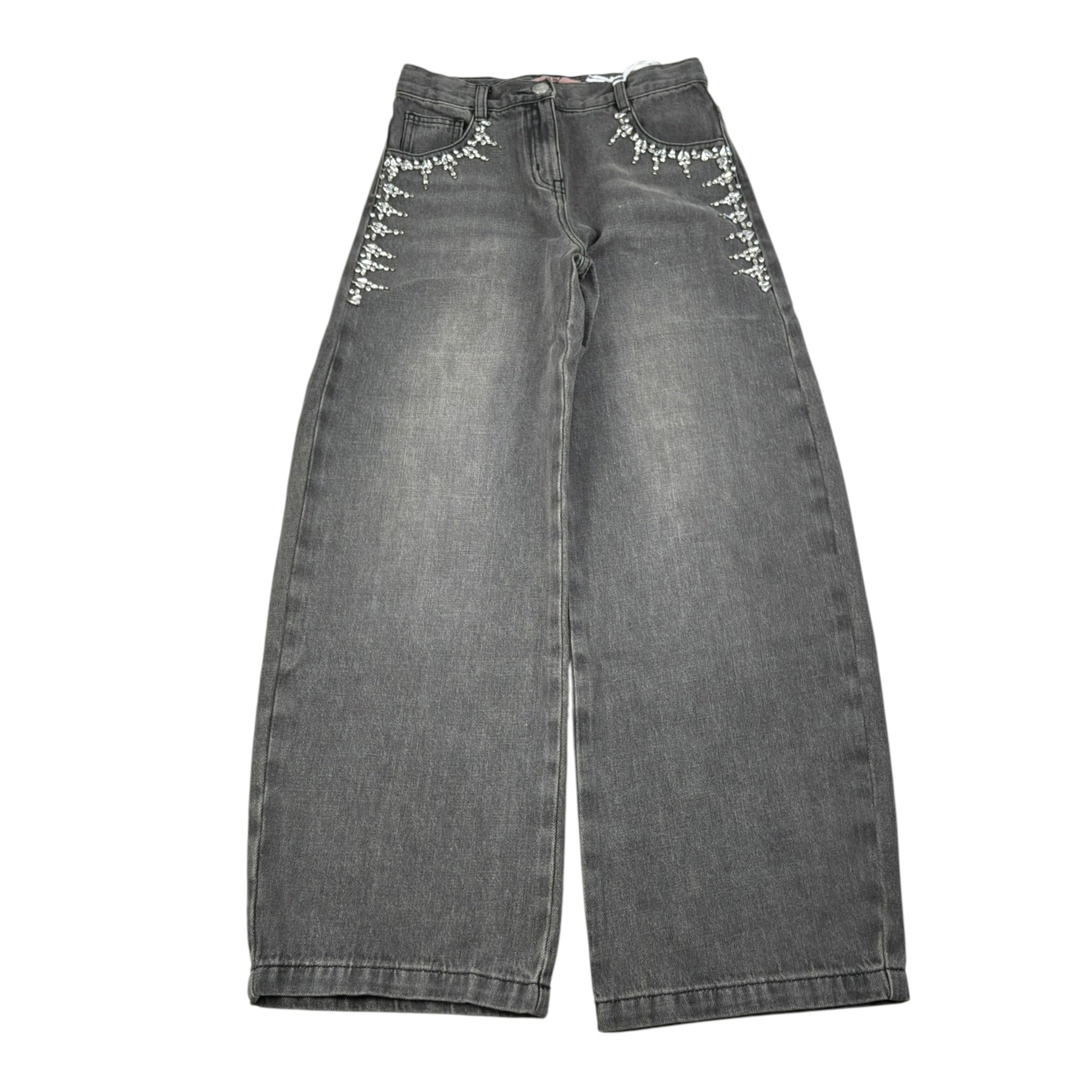 Ermanno Scervino Jeans tinta unita con Applicazioni Nero per Bambina SFPA050 NERO ERMANNO SCERVINO 