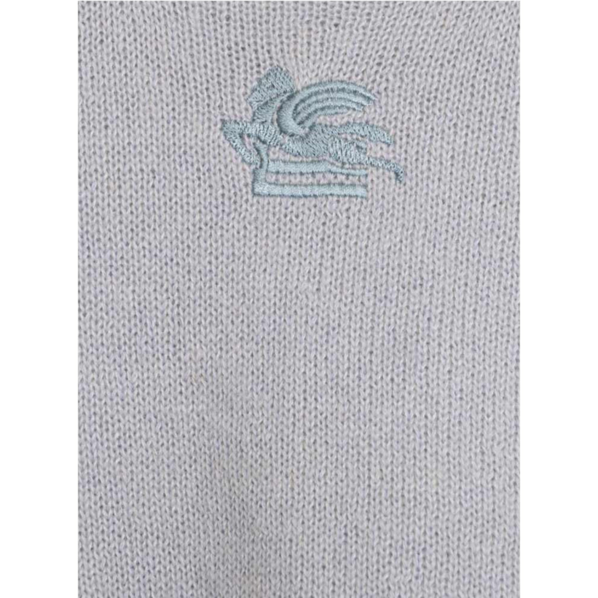 Etro Maglia Girocollo tinta unita con Ricamo Azzurro per Bambina GV9000J AZZURRO ETRO 
