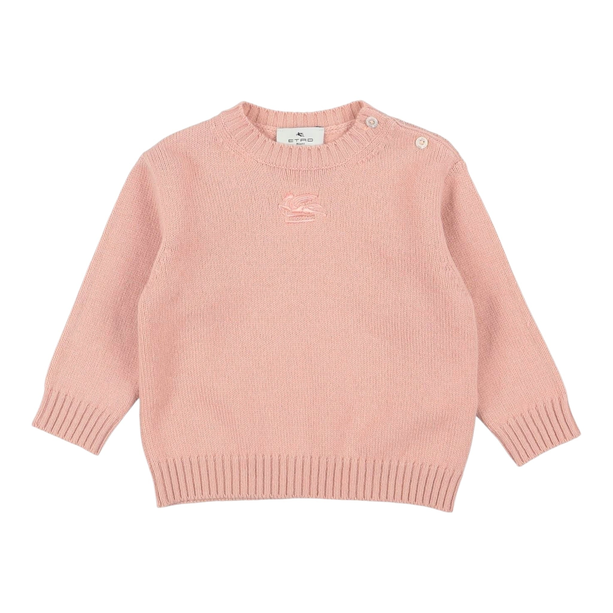 Etro Maglia Girocollo tinta unita con Ricamo Rosa per Neonata GV9000 ROSA ETRO 