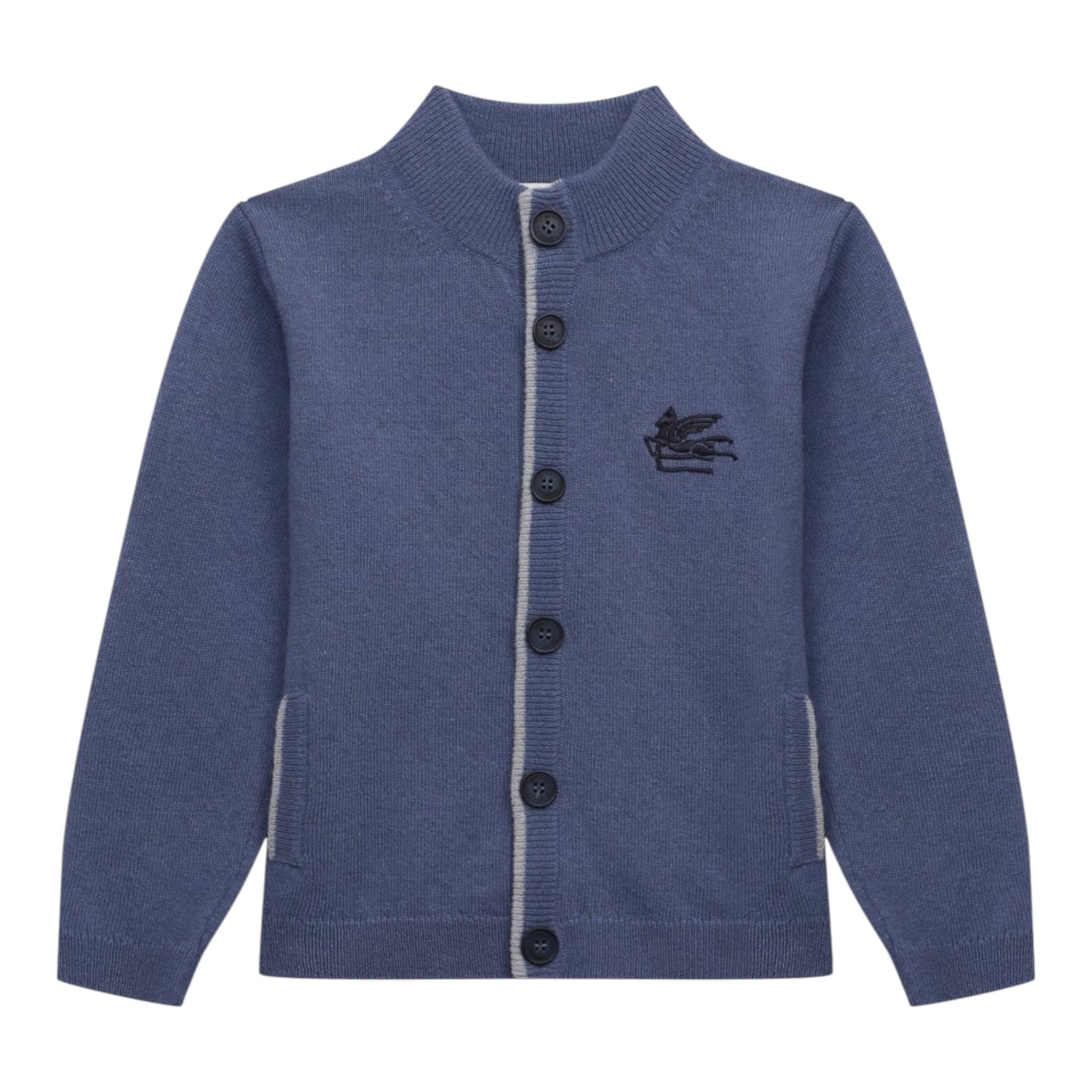 Etro Cardigan tinta unita con Logo Azzurro per Bambino GV9P10 AZZURRO ETRO 